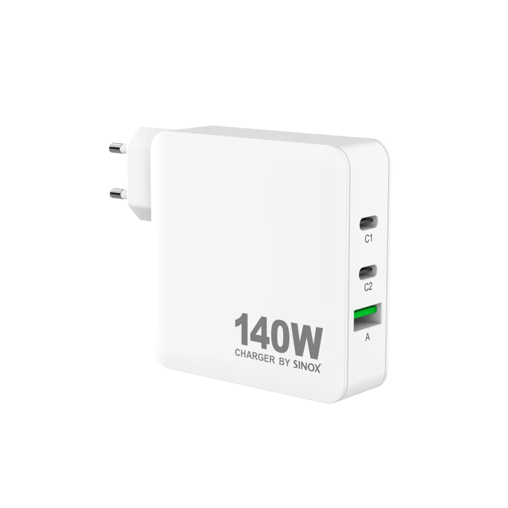 Sinox PRO vegglader 2xUSB-C 1xUSB-A 140W. Hvit