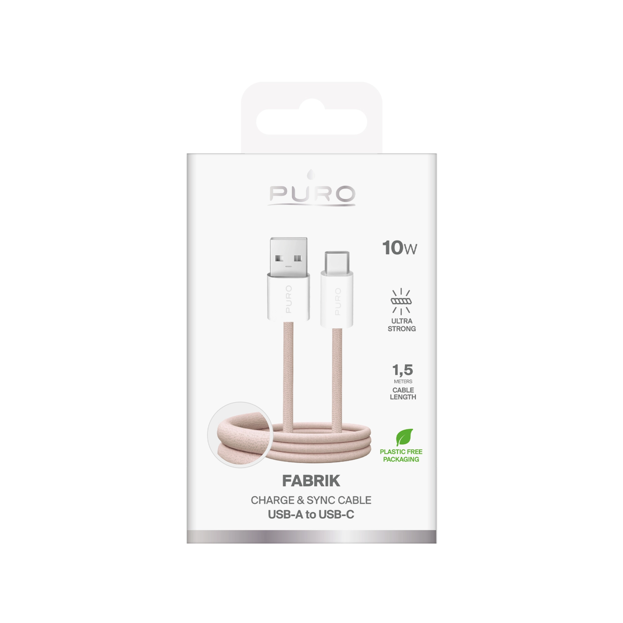 PURO Fabrik 2.0 USB-A - USB-C lade- og synkroniseringskabel