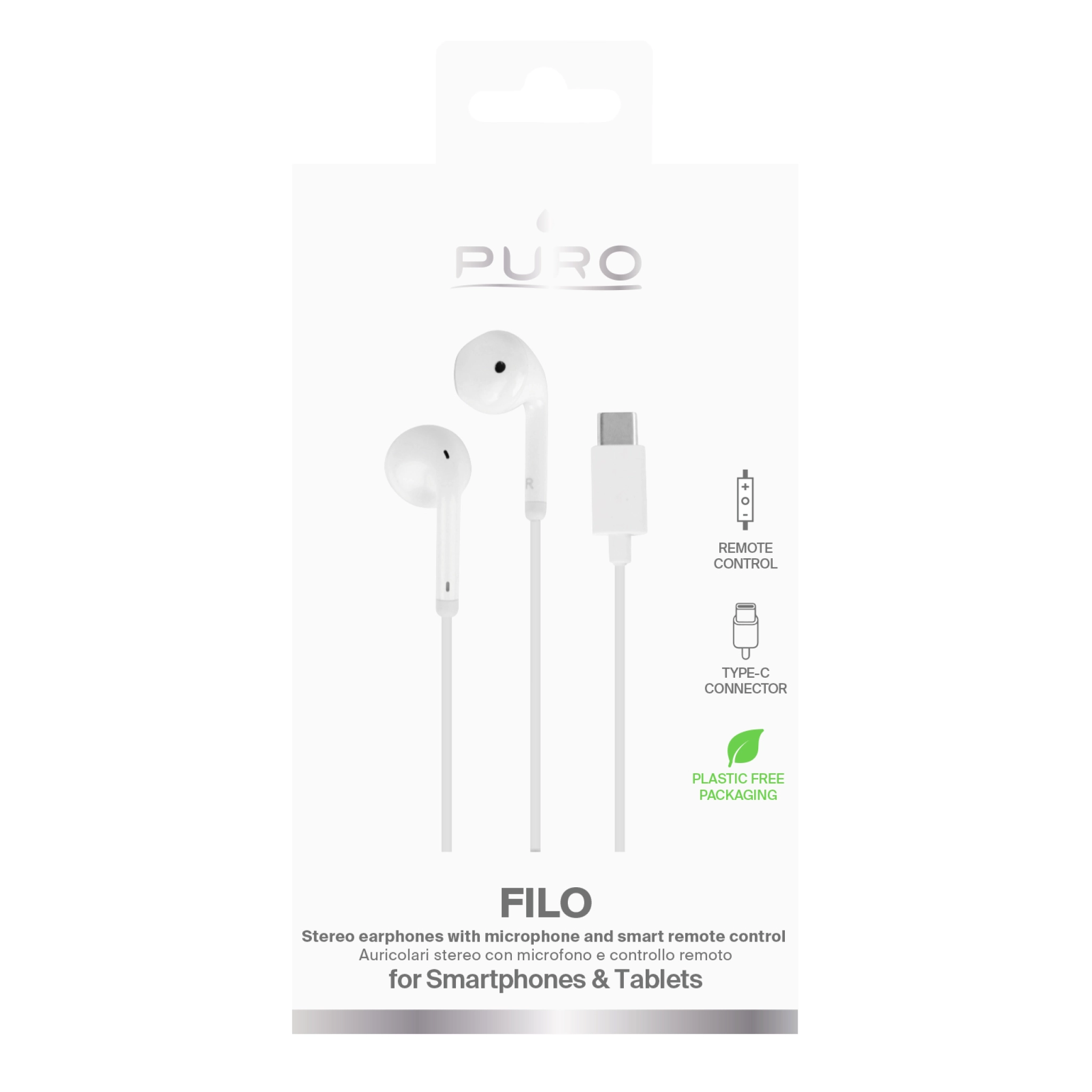 PURO "Filo" stereo-ørepropper med USB-C-kontakt