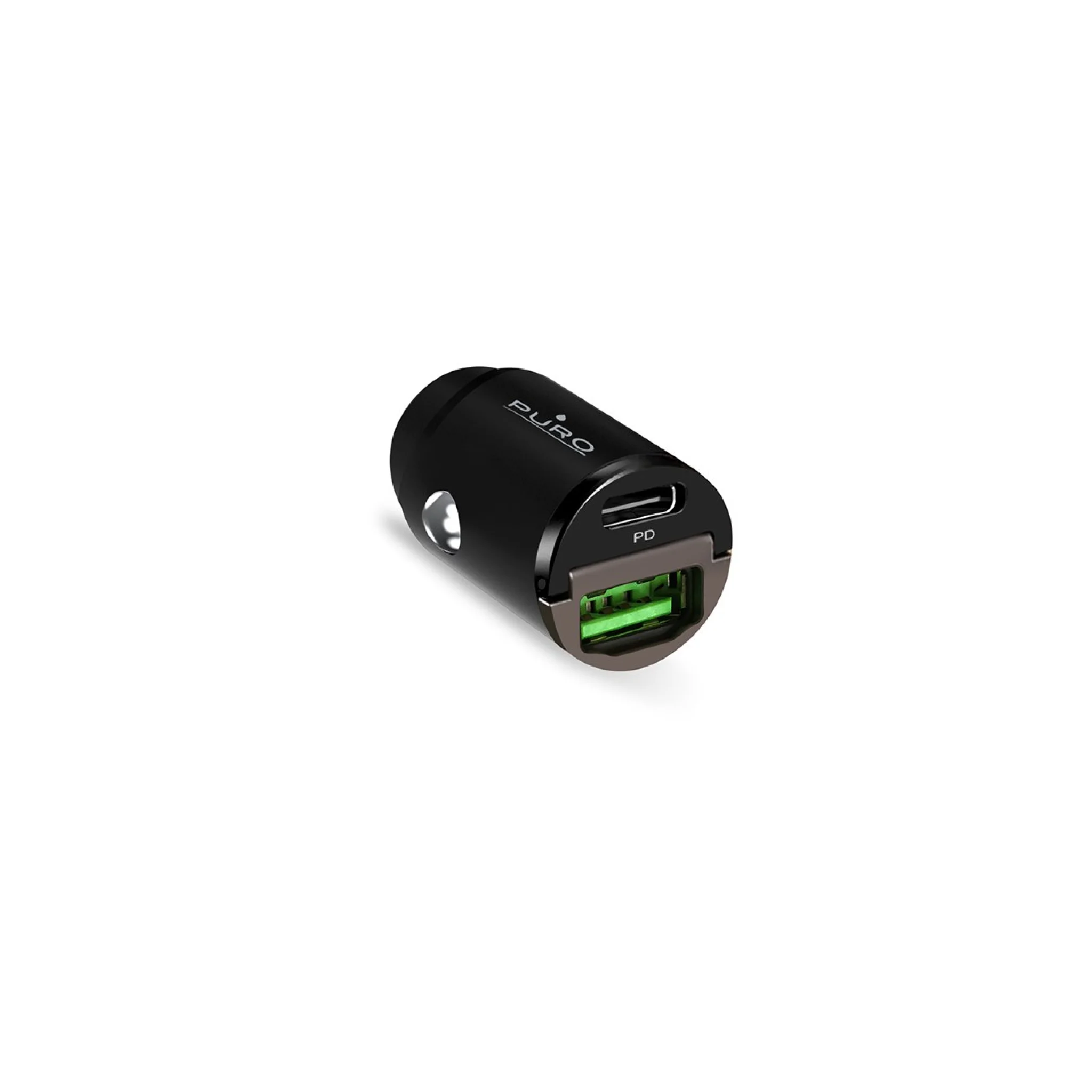 PURO Mini Car Charger "Bullet" USB-C og USB-A hurtiglading og strømforsyning 30W