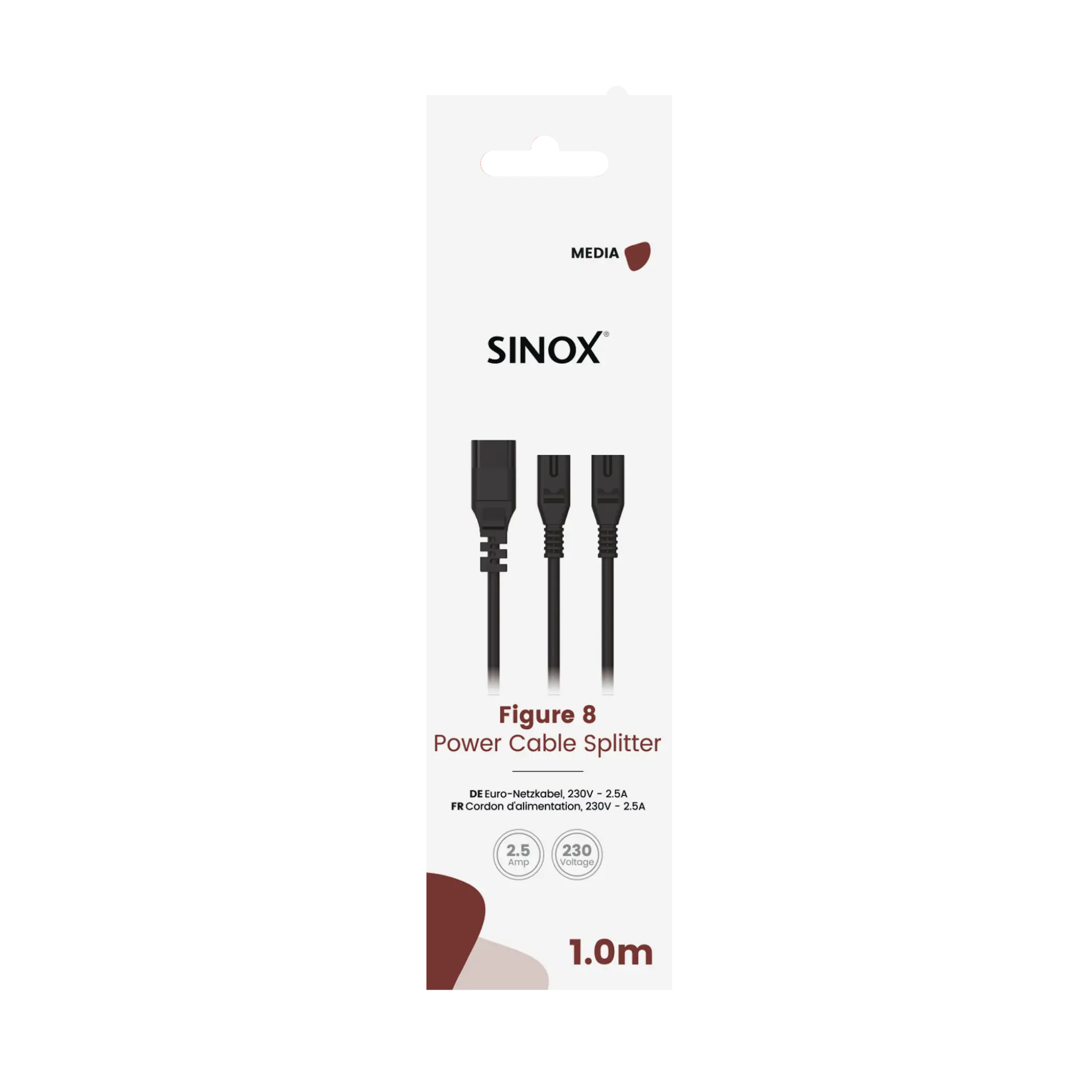 Sinox 8-fig splitterkabel. 1m. Svart