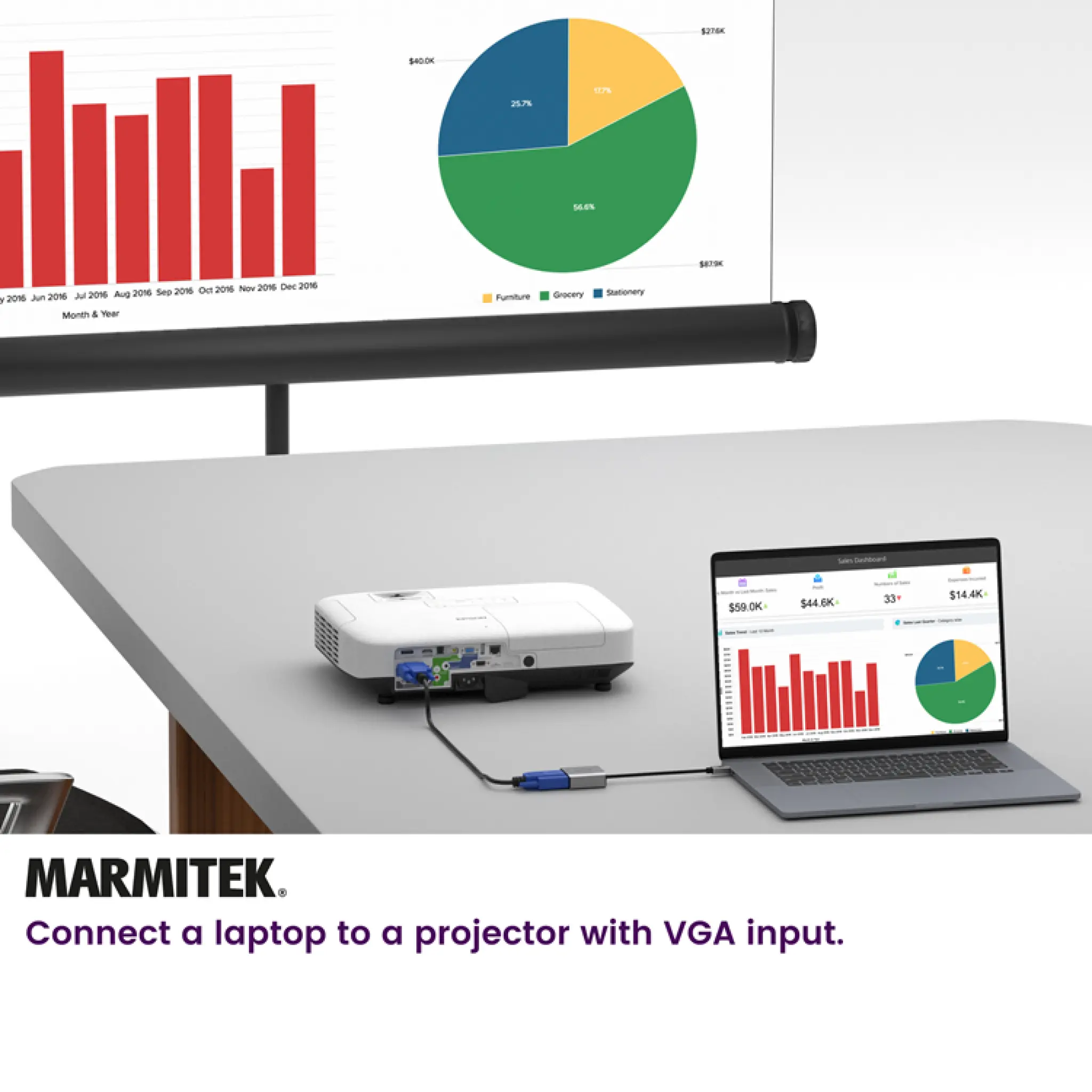 Marmitek USB-C to VGA adapter. 0.15m