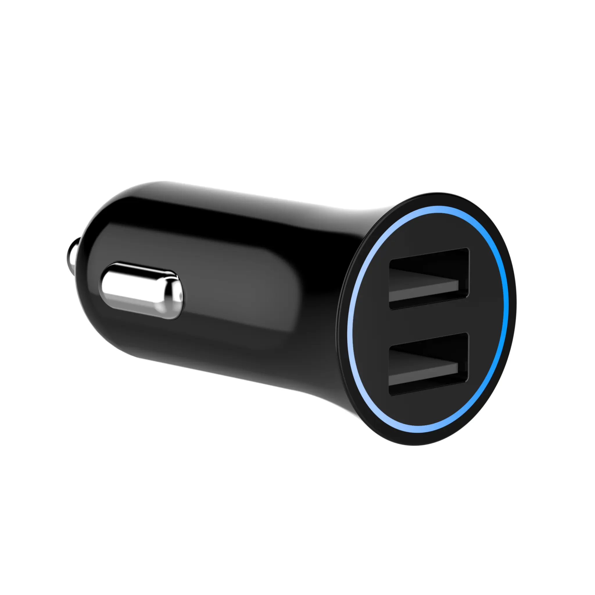 Techammo 12V dobbel USB A lader. 2.4A. Svart