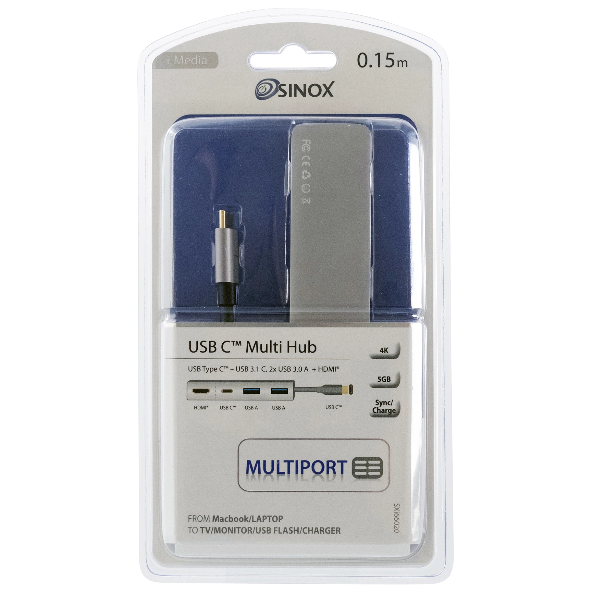 Sinox USB C Hub. Aluminium