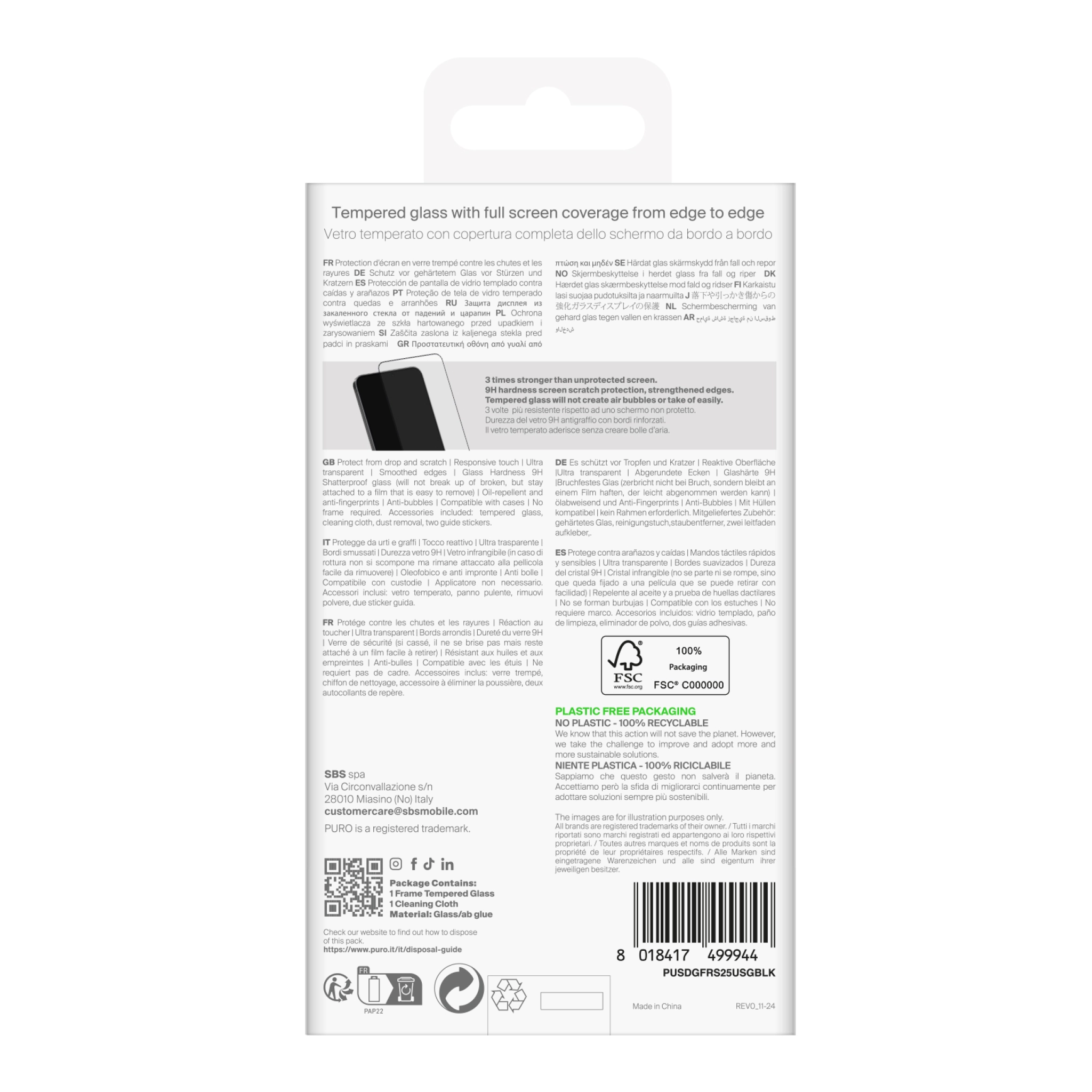 PURO Full limramme herdet glass Samsung Galaxy S25 Ultra