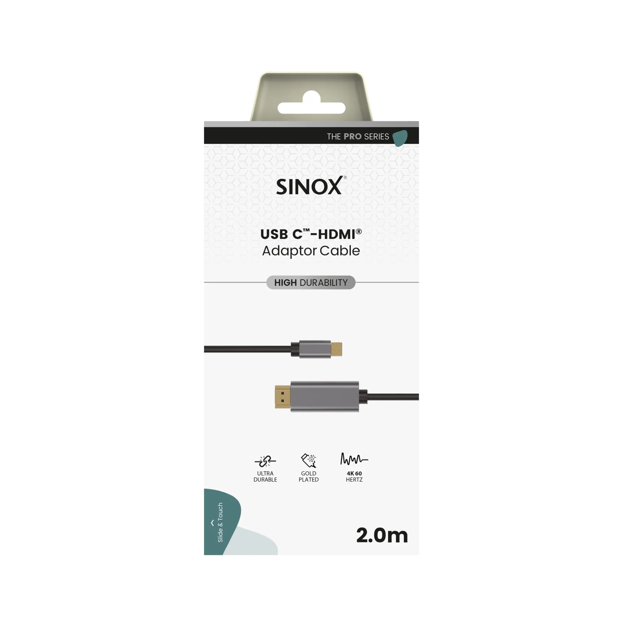 Sinox PRO USB C til HDMI™-kabel. 1.8m. Aluminium