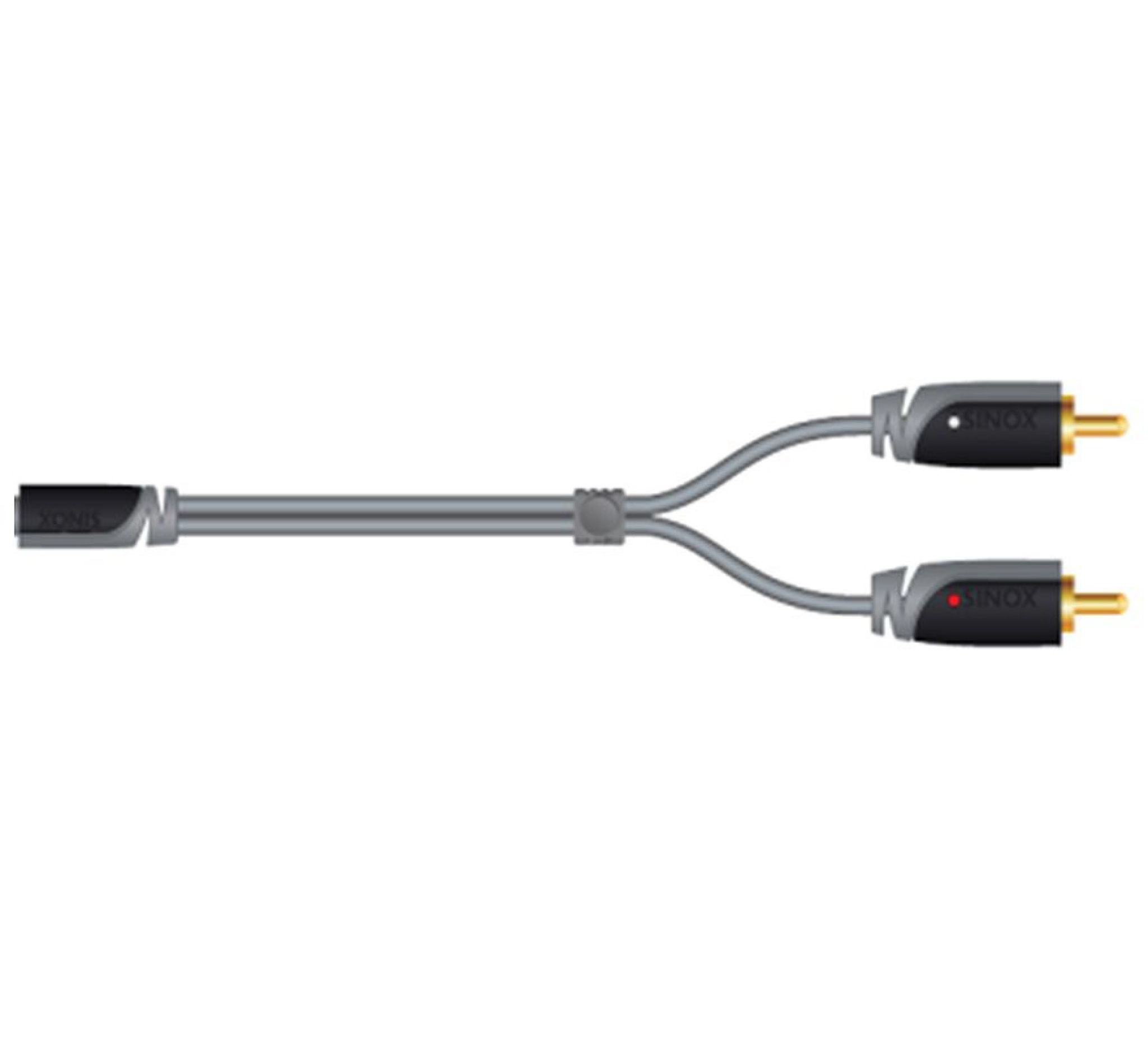 Sinox 3.5mm Mini Jack to Phono Cable. 1m. Grey/black