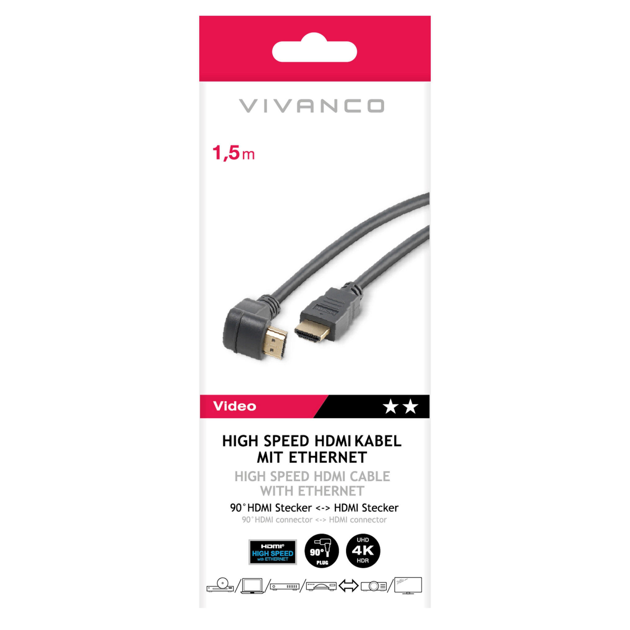 Vivanco 1,5 m HDMI-kabel med Ethernet
