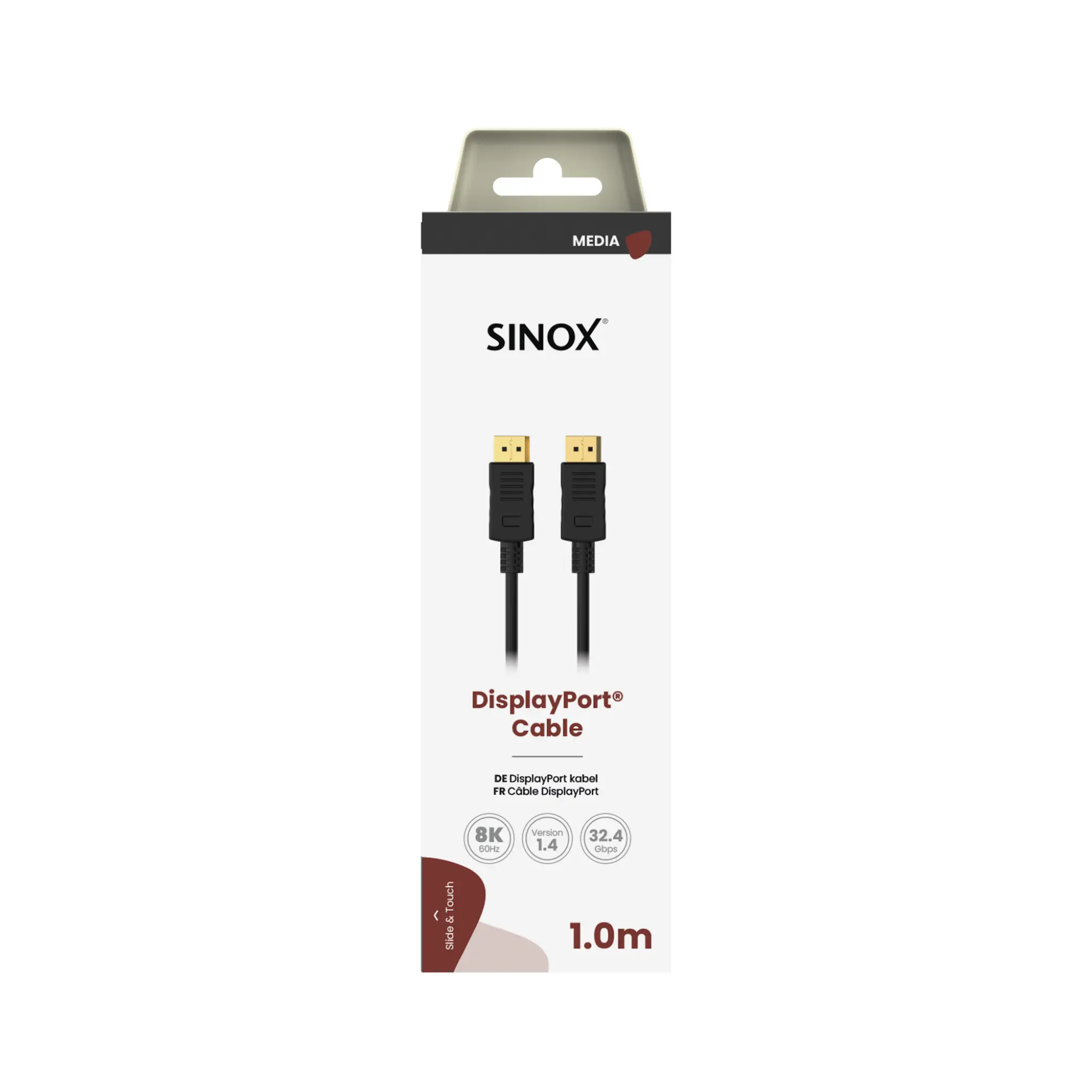 Sinox DisplayPort™-kabel. 1m. Svart