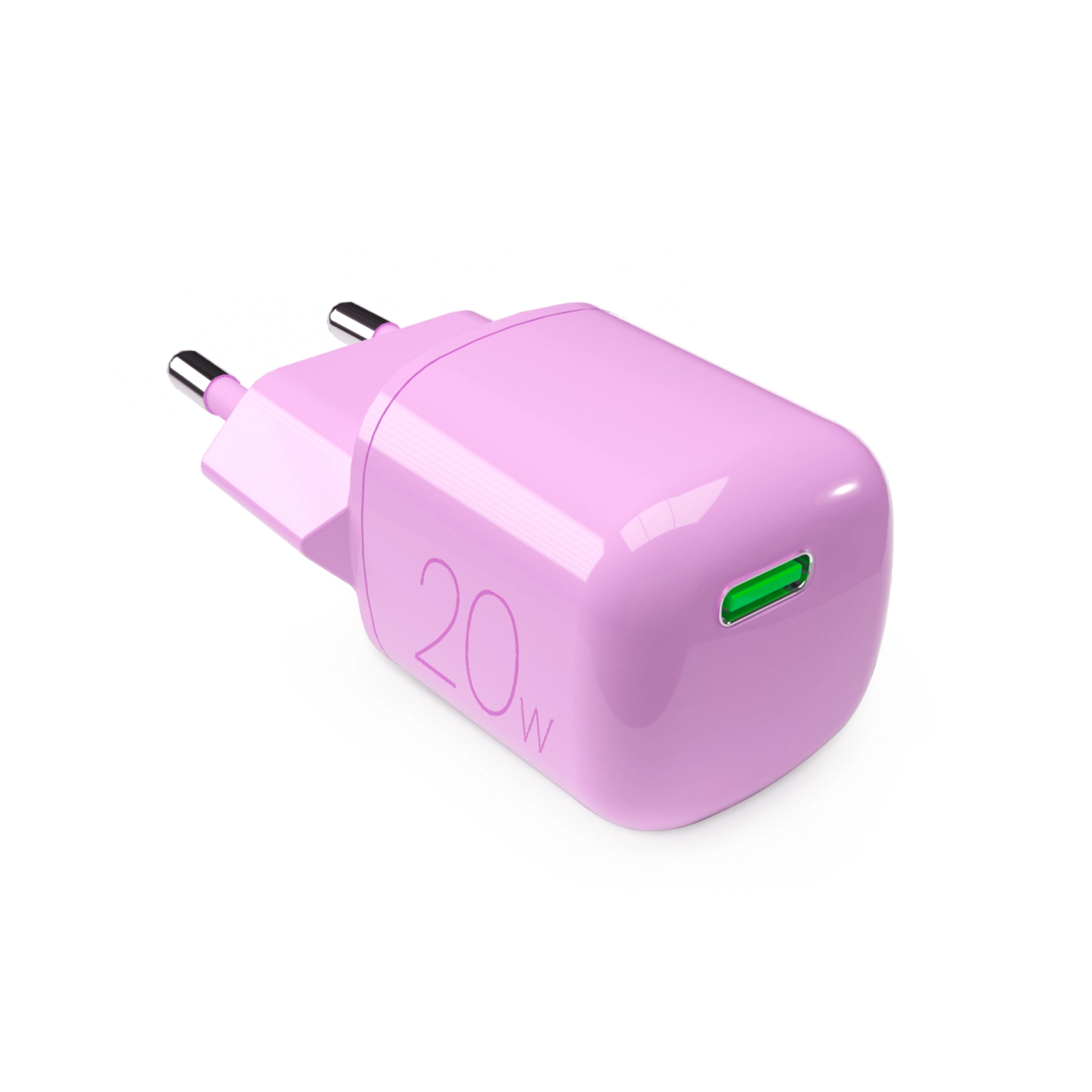 PURO MiniPro 20W USB-C vegglader - GAN-teknologi. Rosa