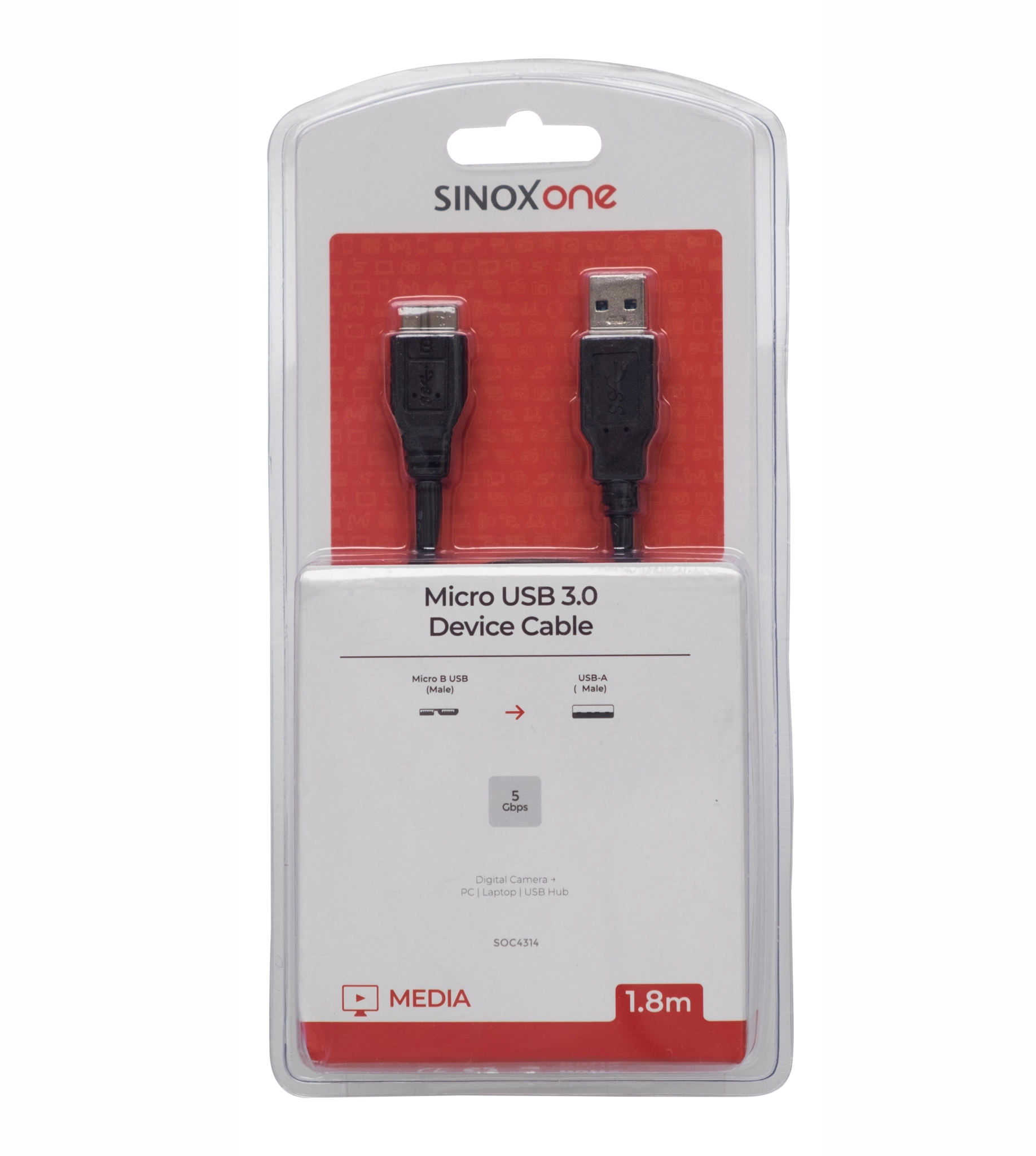 Sinox One USB A - Micro USB 3.0 Cable. 1.8m. Black