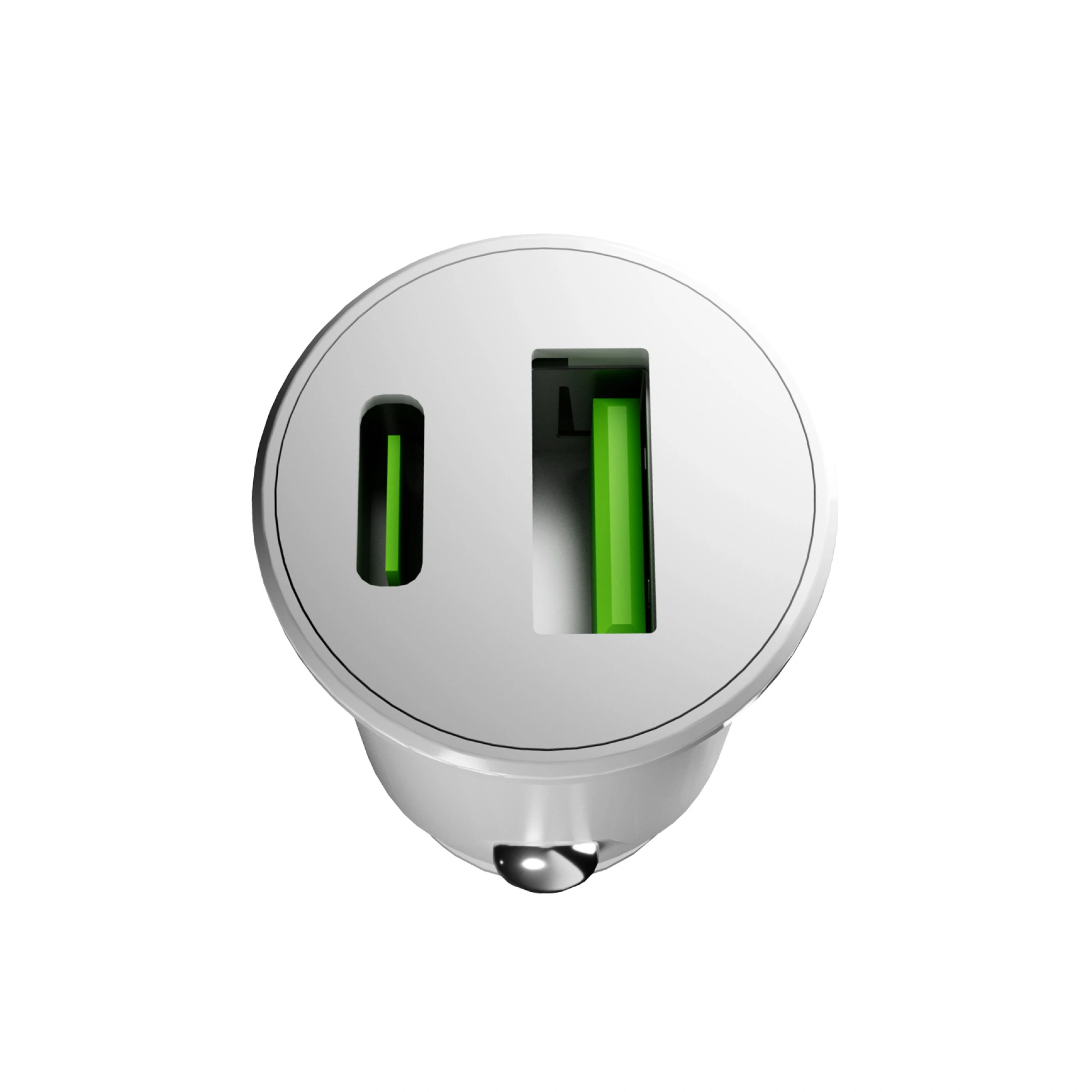 PURO Pro Lite billader med 1 USB-A-port og 1 USB-C-port. Hvit