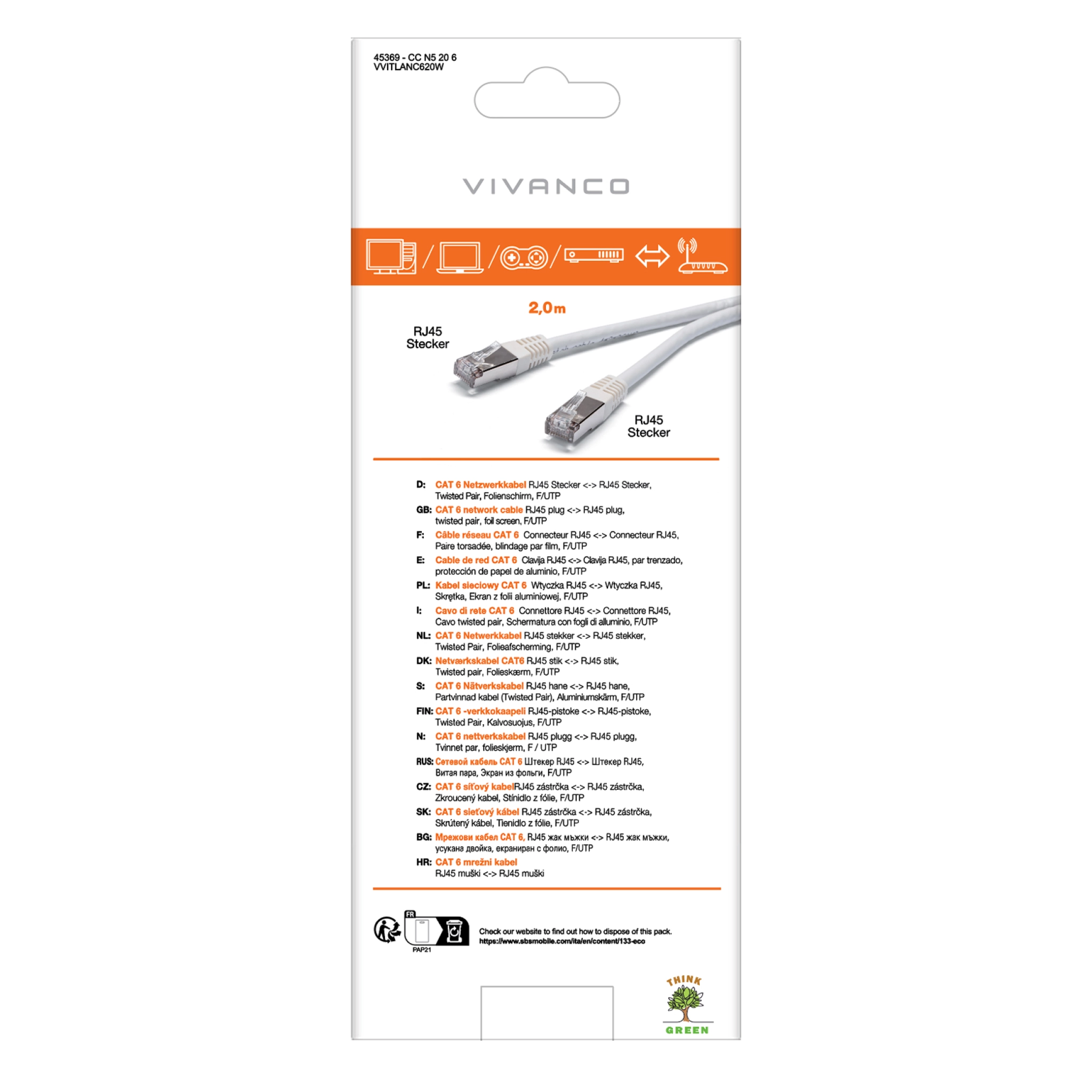 Vivanco Cat 6 nettverkskabel