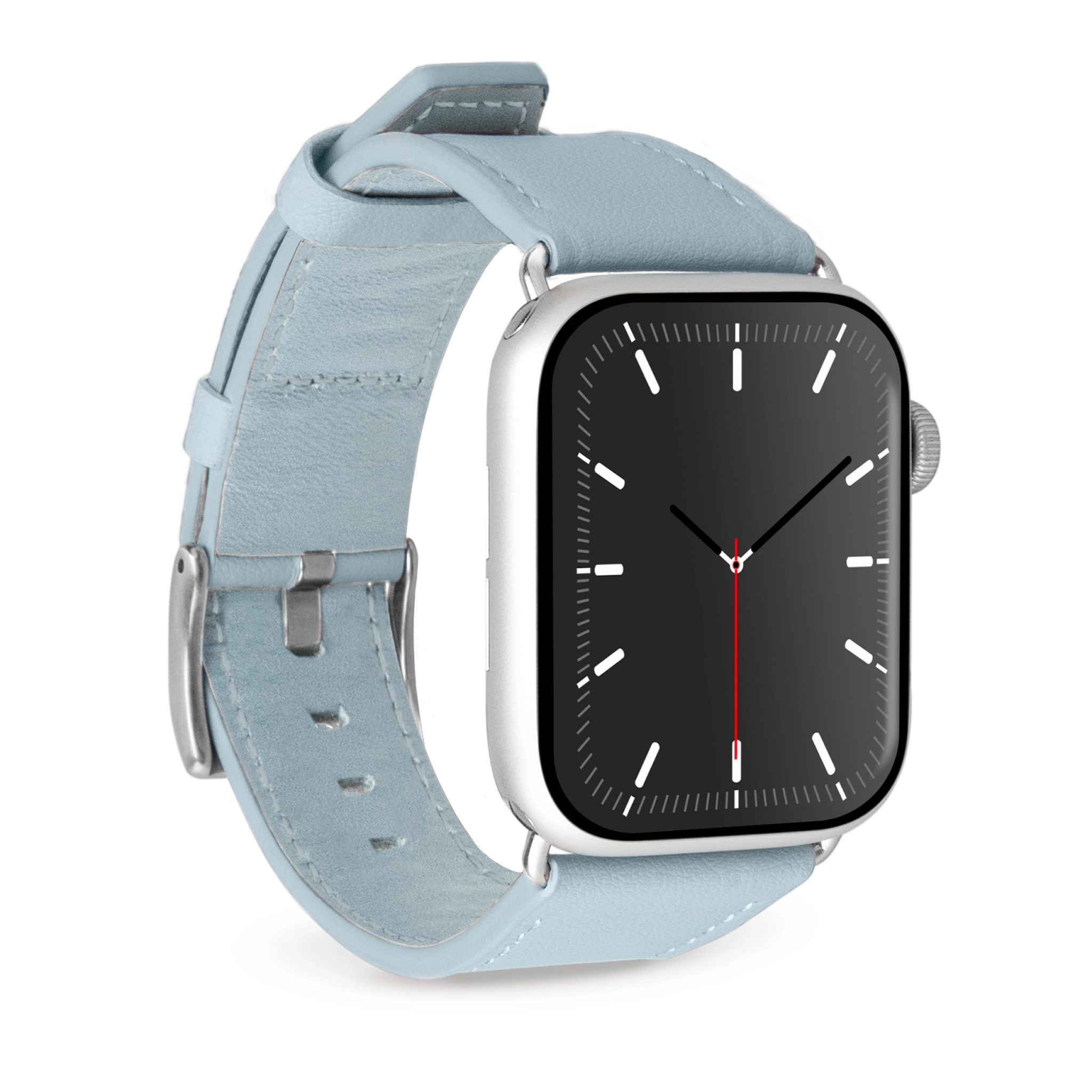 PURO E-Classic-rem til Apple Watch 42, 44, 45, 46, 49 mm. Lyseblå