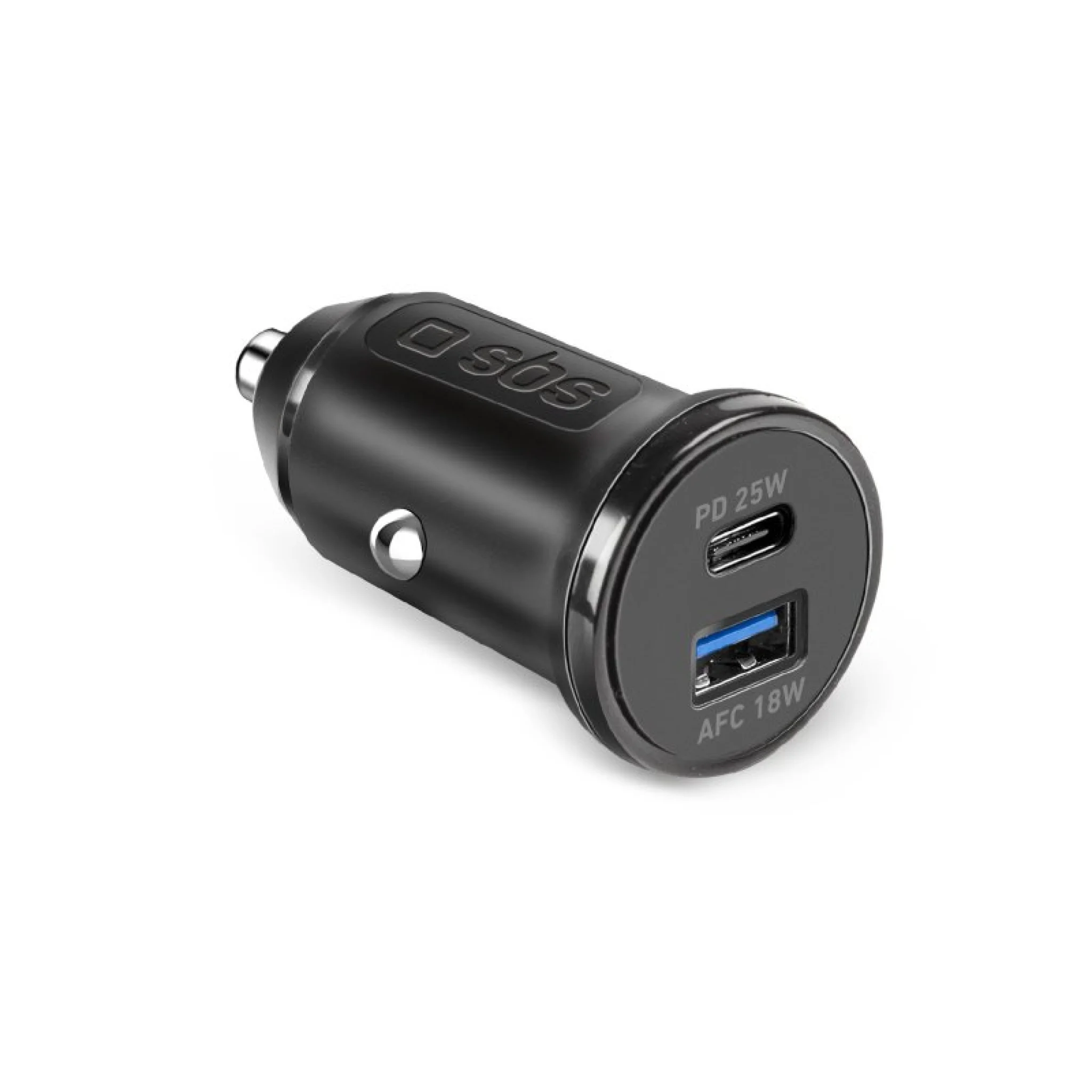 SBS 25W car charger - Ultra-fast charging with Power Delivery (PD). Black