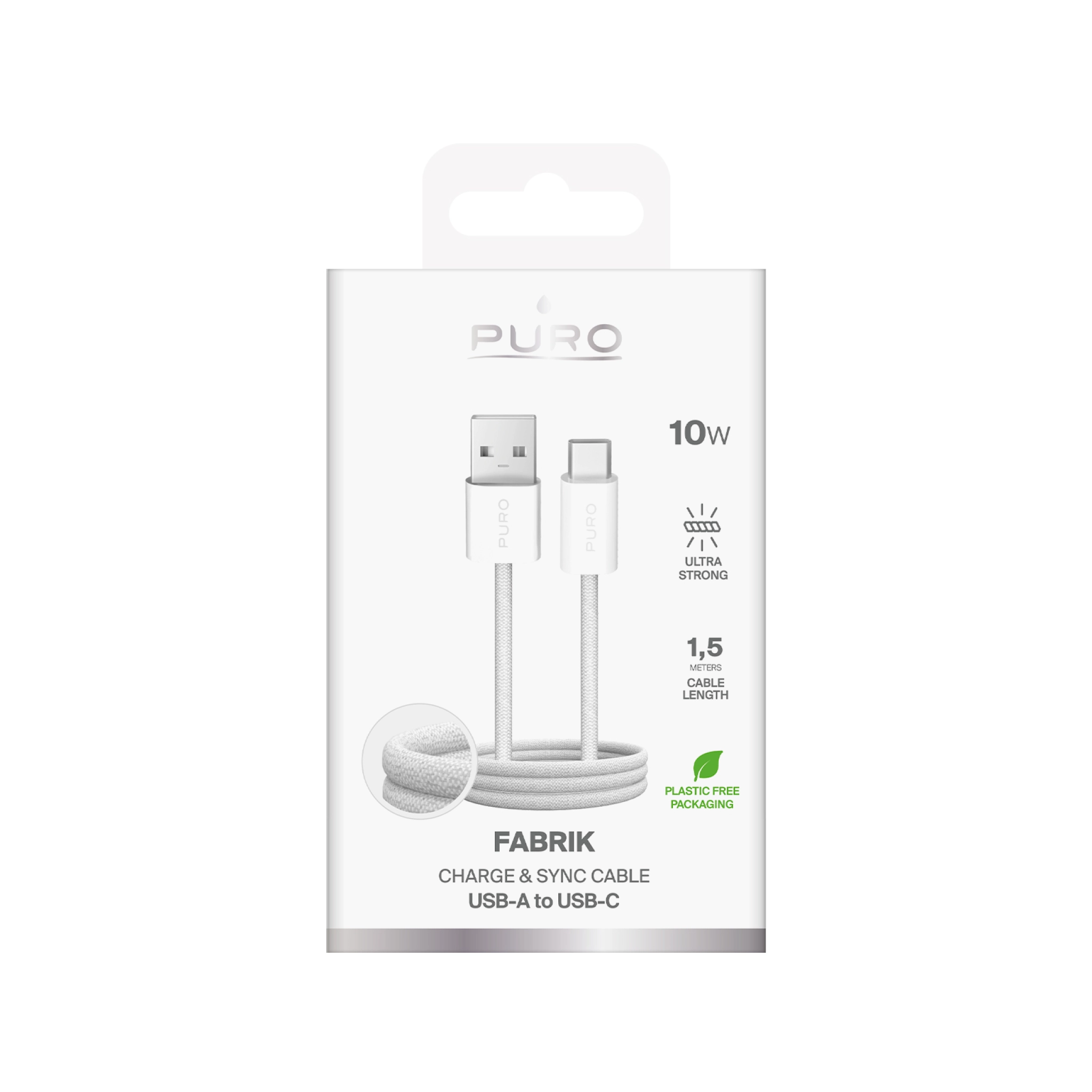PURO Fabrik 2.0 USB-A - USB-C lade- og synkroniseringskabel