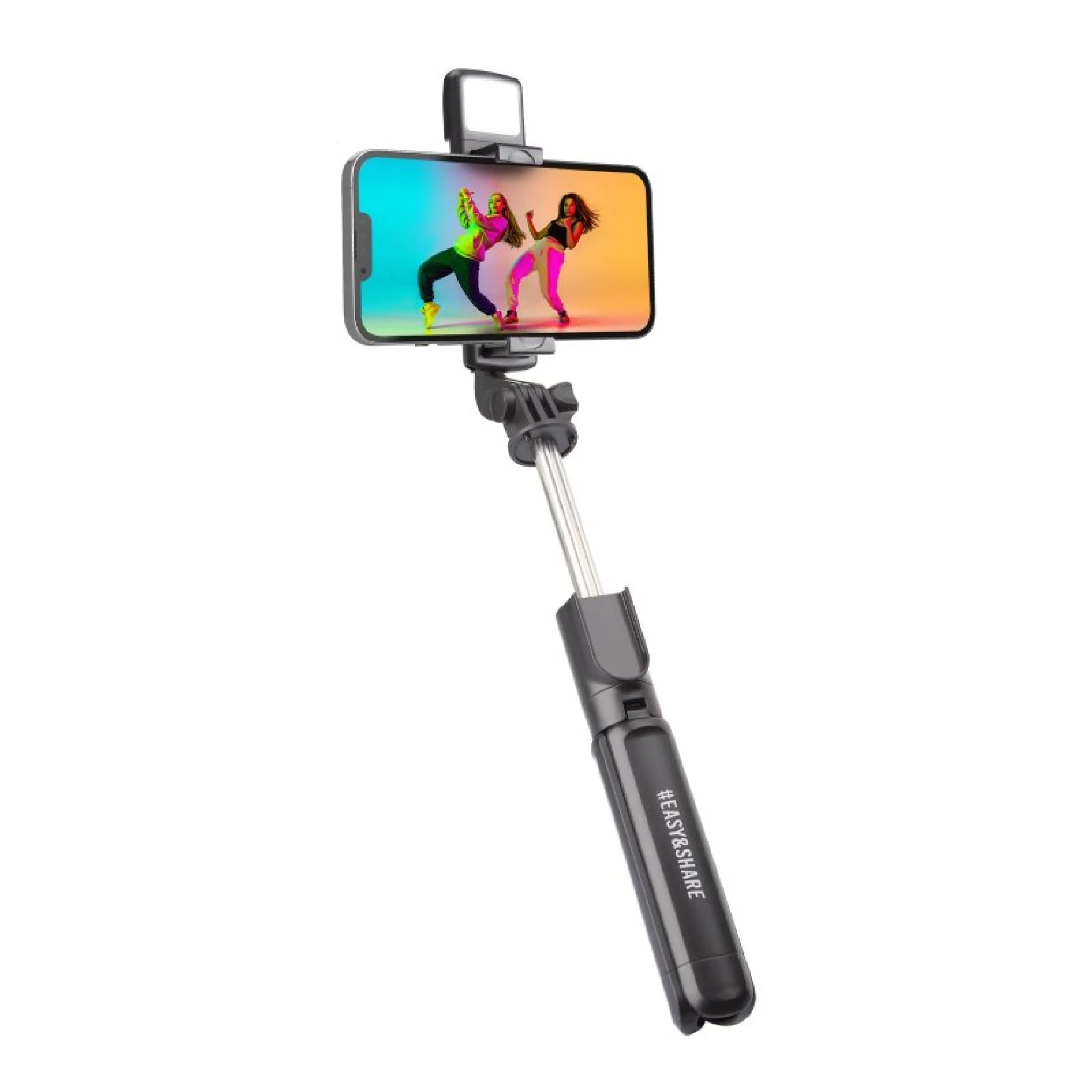 SBS Universal selfie stick with built-in LED light and tripod. Black