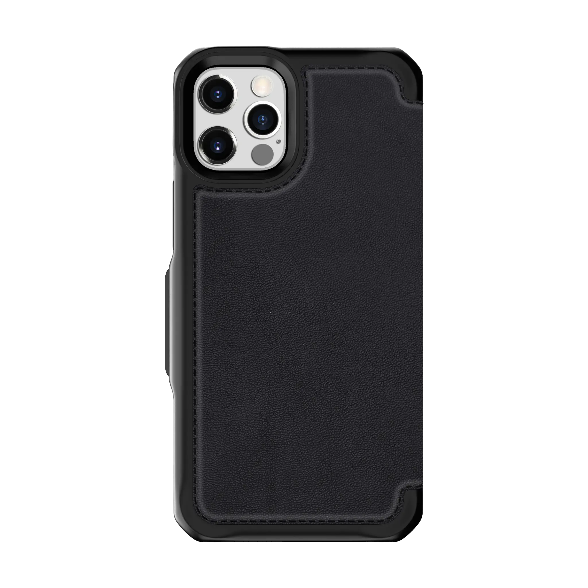 ITSKINS HYBRID FOLIO cover for iPhone 12 Pro Max®. Black with recycled leather