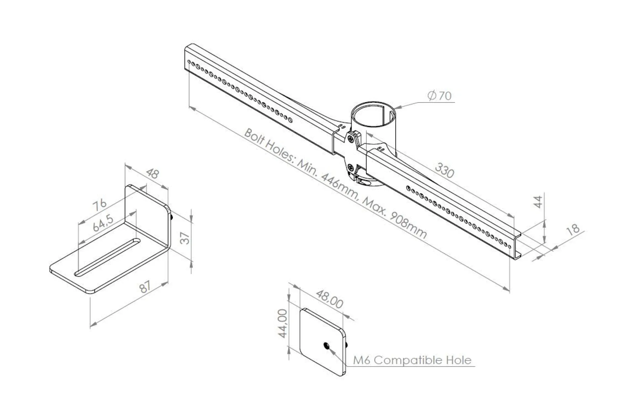 Cavus Universal soundbar bracket for StandView