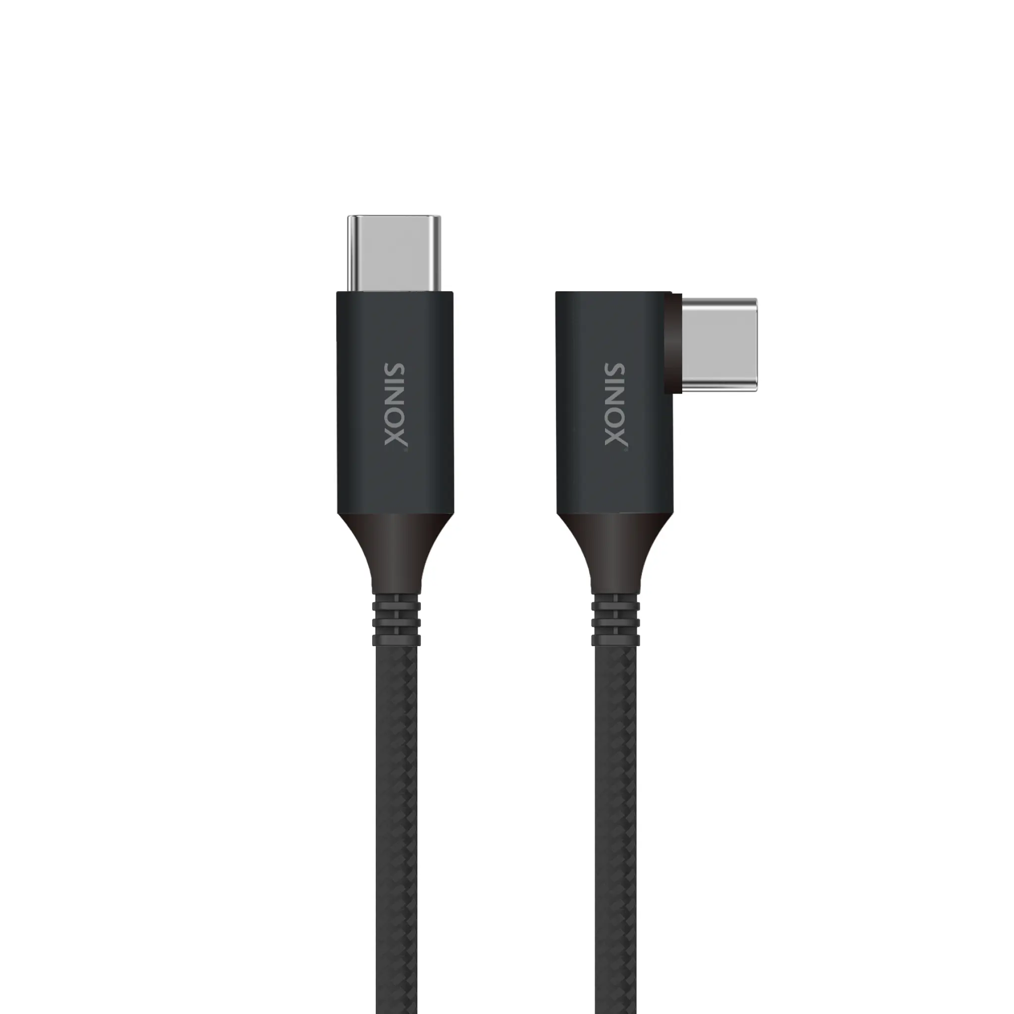 Sinox PRO USB C 3.2 Gen 2 vinklet kabel. 2m. Svart