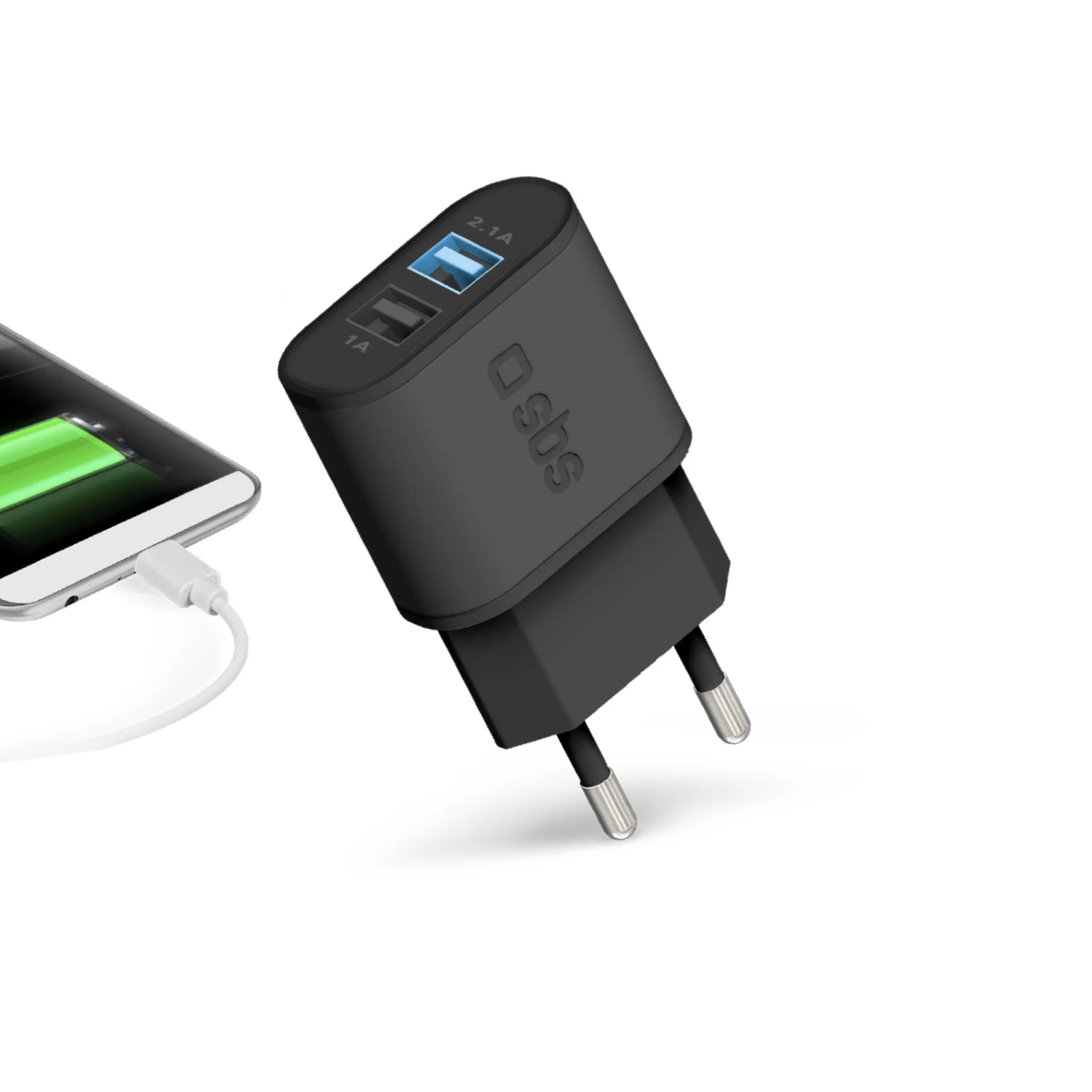 SBS 3100 mAh Charger. 2.1A + 1A. Black