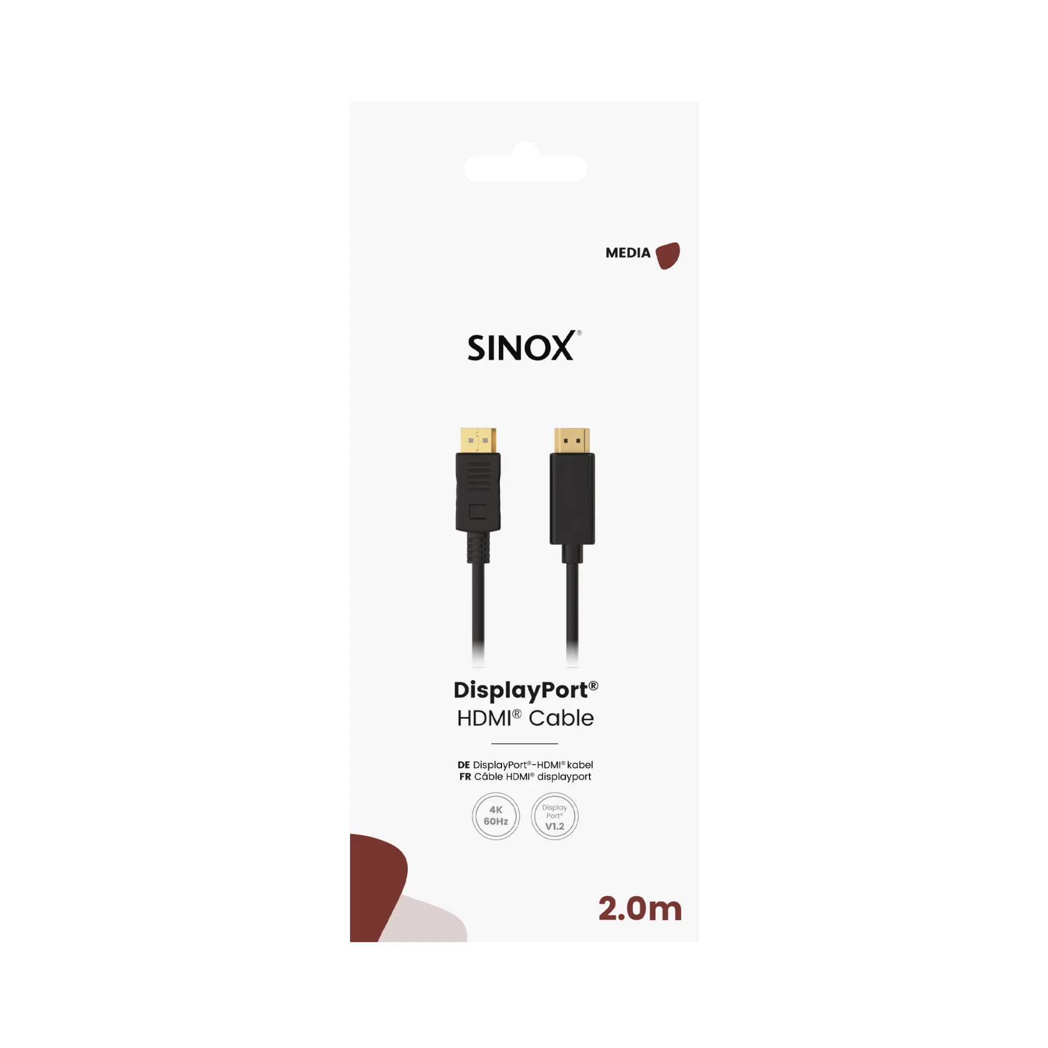 Sinox DisplayPort™ HDMI™ kabel. 2m. Svart