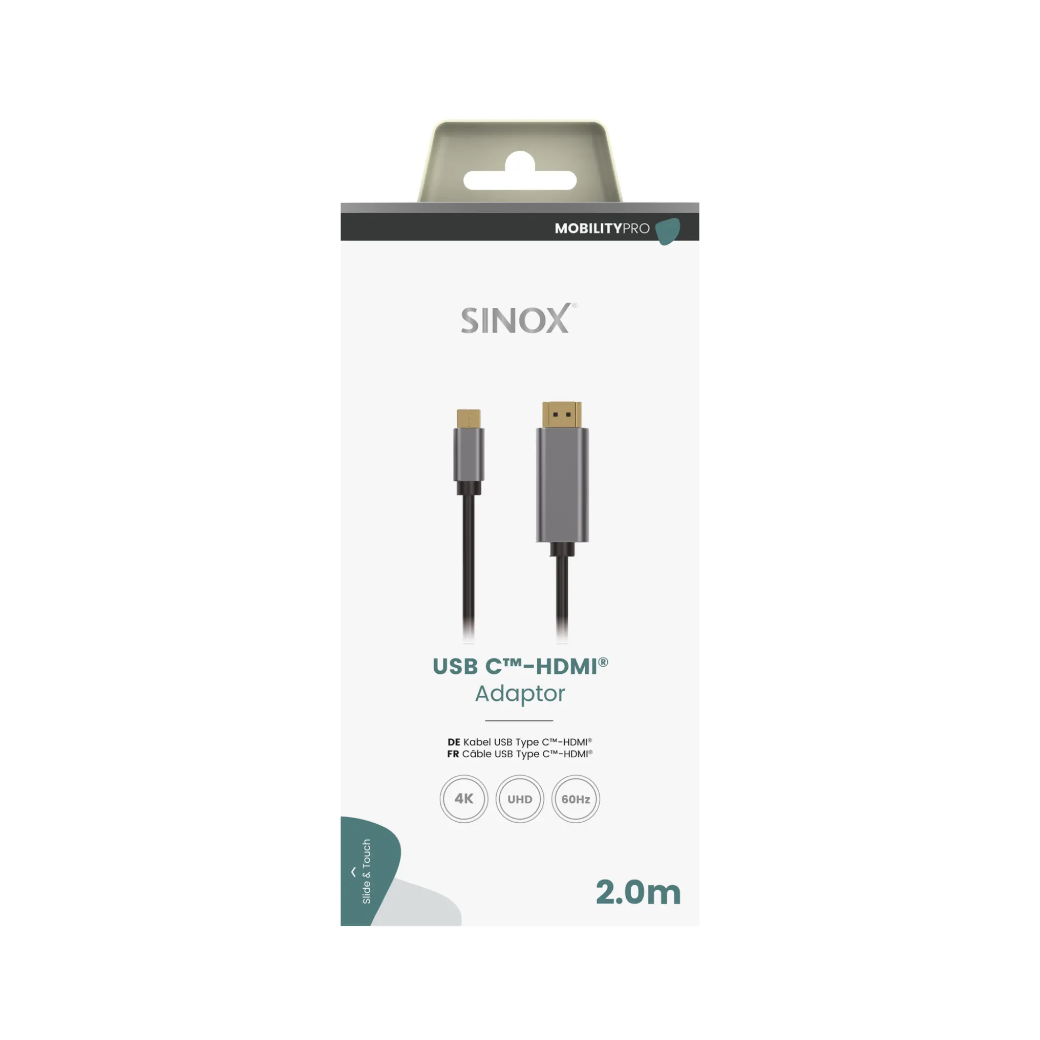 Sinox PRO USB C til HDMI™-kabel. 1.8m. Aluminium
