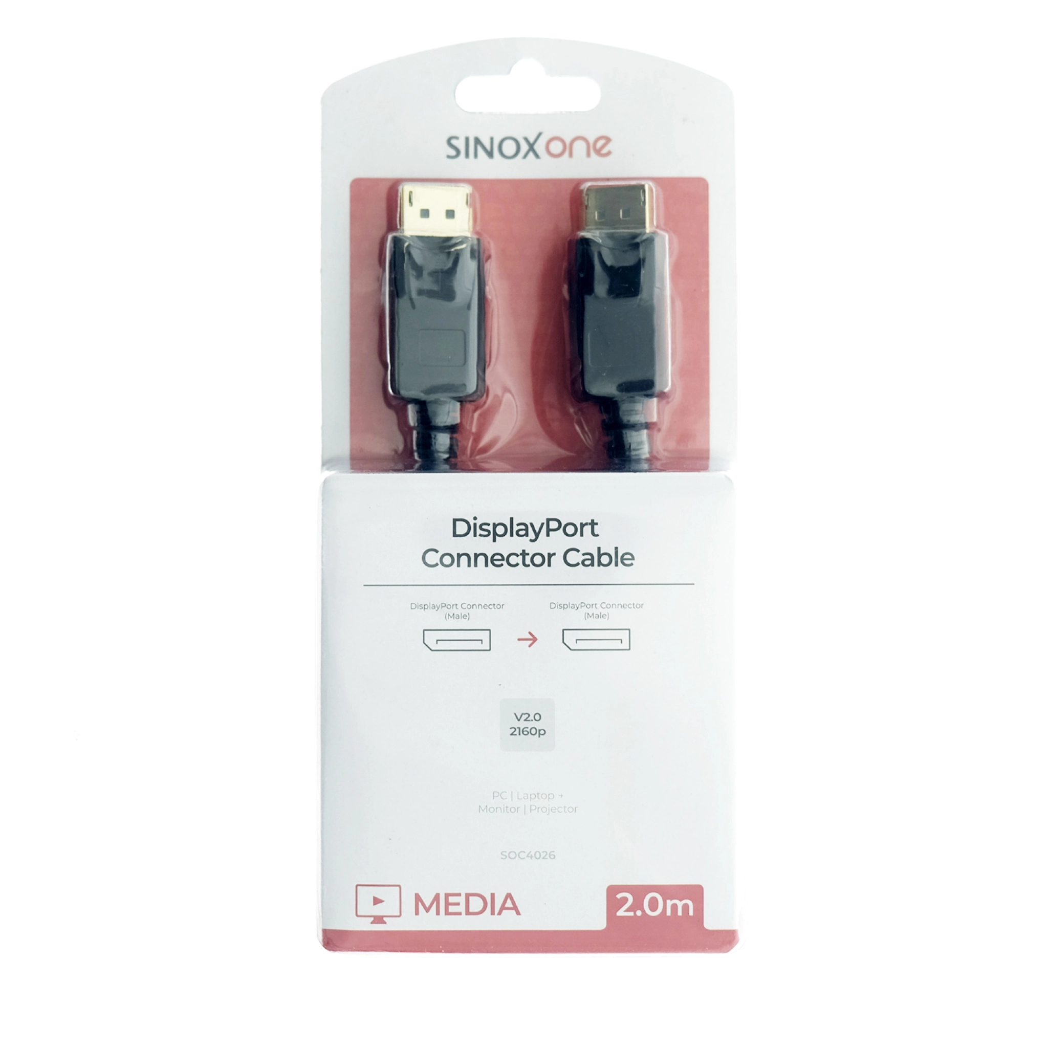 Sinox One DisplayPort™-kabel. 2m. Svart