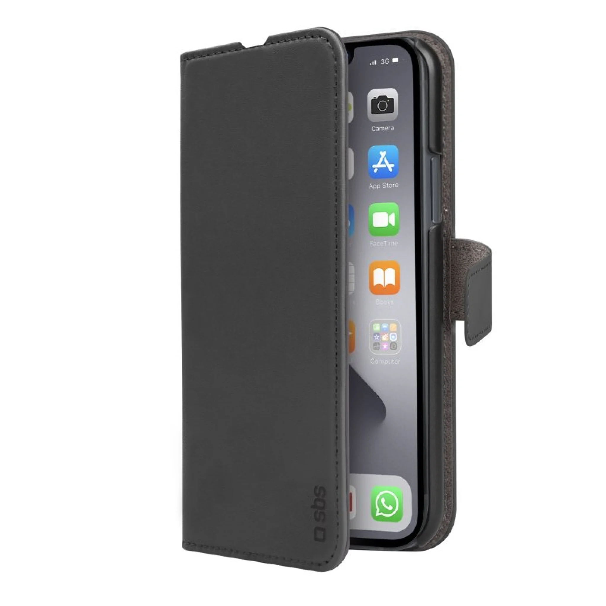 SBS Book Wallet Case with stand function for iPhone 14/13. Black