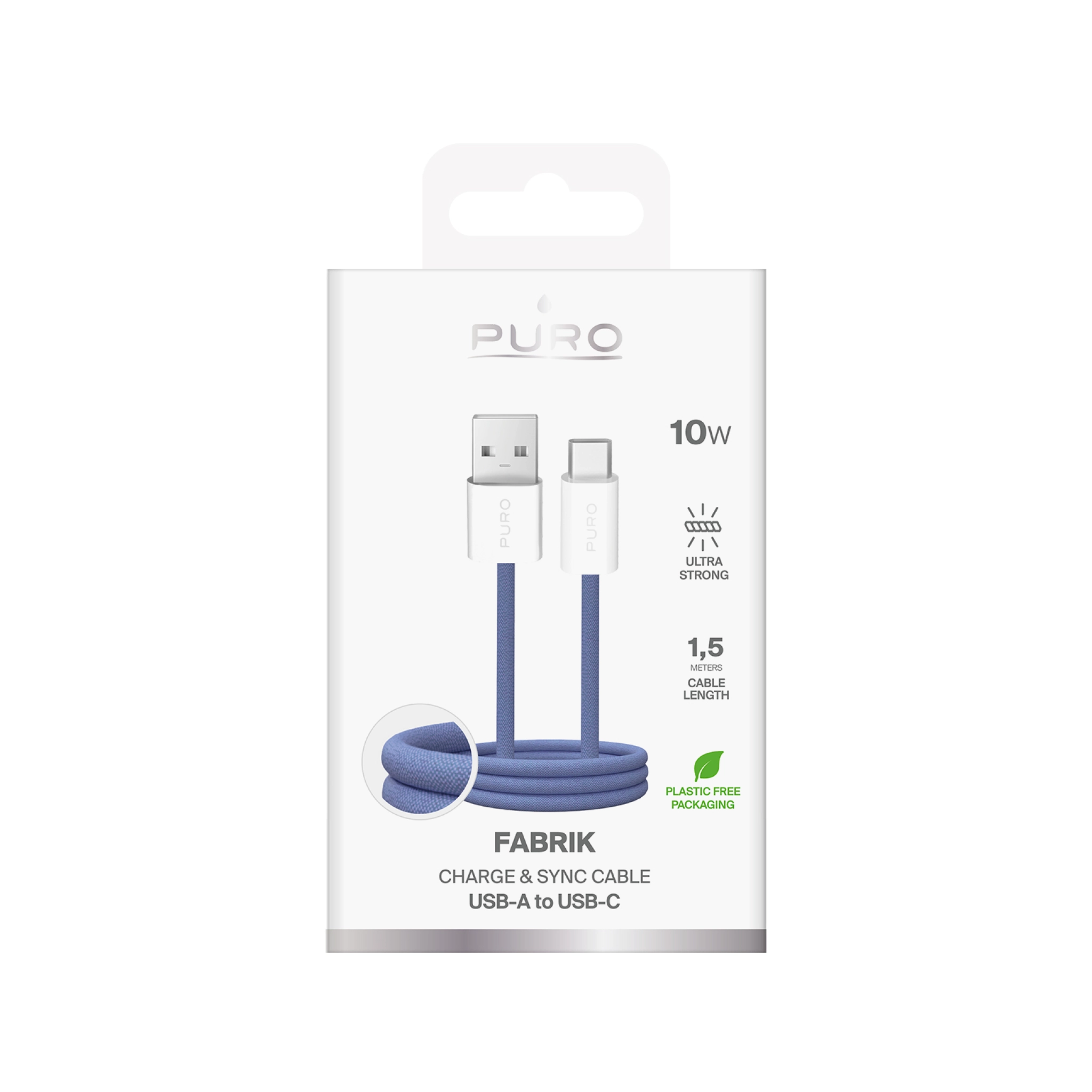 PURO Fabrik 2.0 USB-A - USB-C lade- og synkroniseringskabel