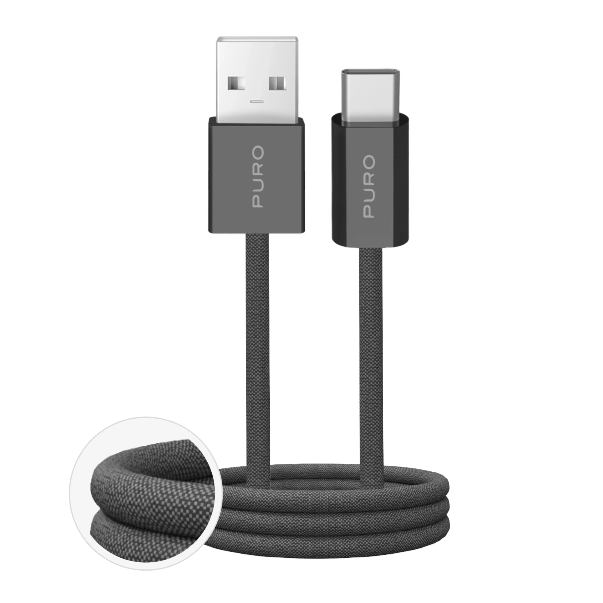 PURO Fabrik 2.0 USB-A - USB-C lade- og synkroniseringskabel