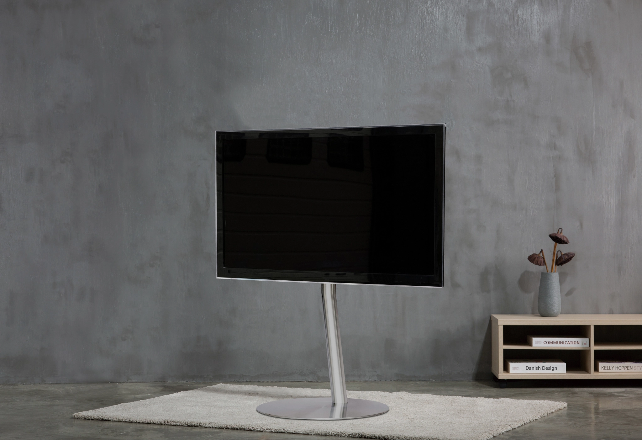 Sinox StandView TV-gulvmontering med roterbar topp. 26"-65". Alu-finish