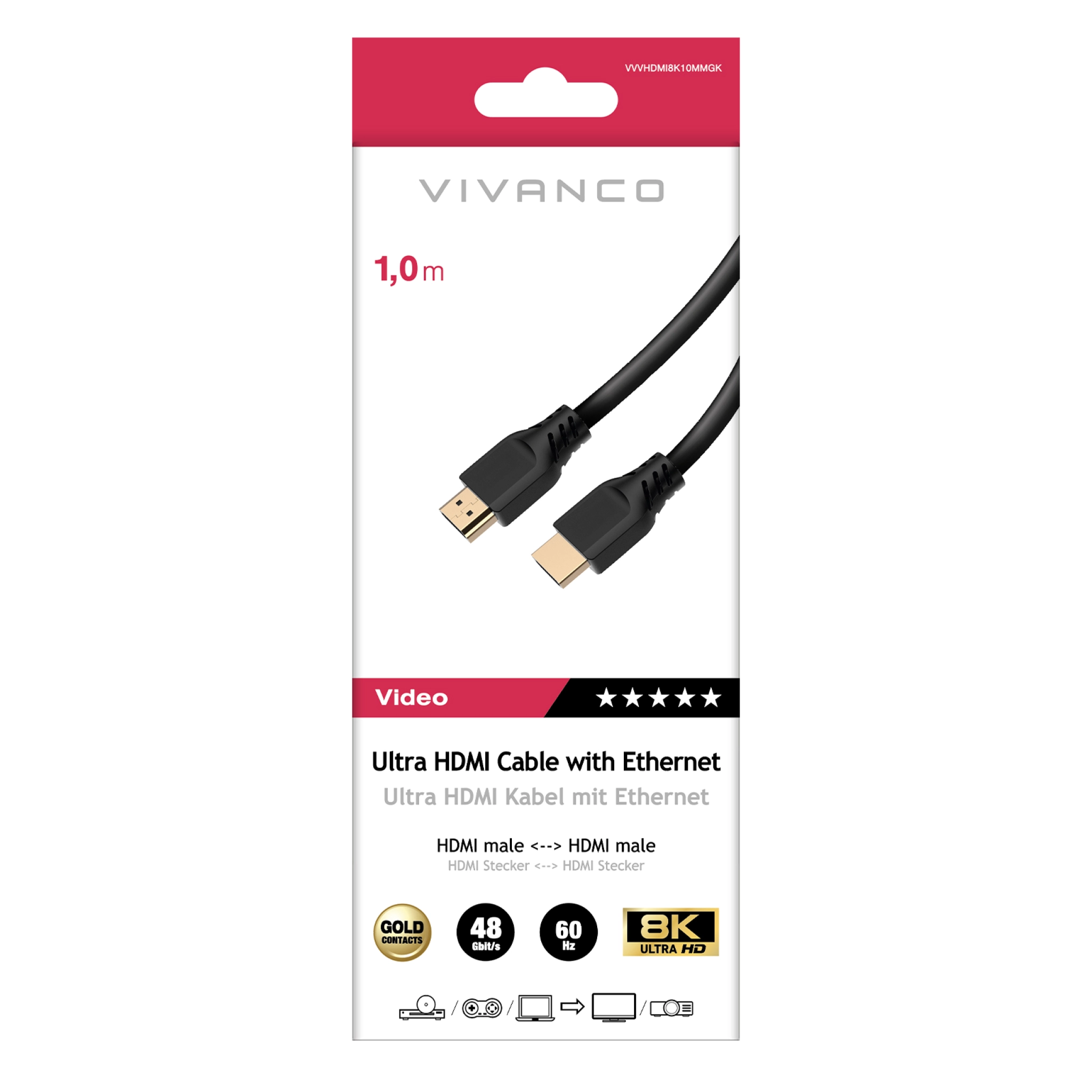 Vivanco HDMI 2.1-kabel for 8K