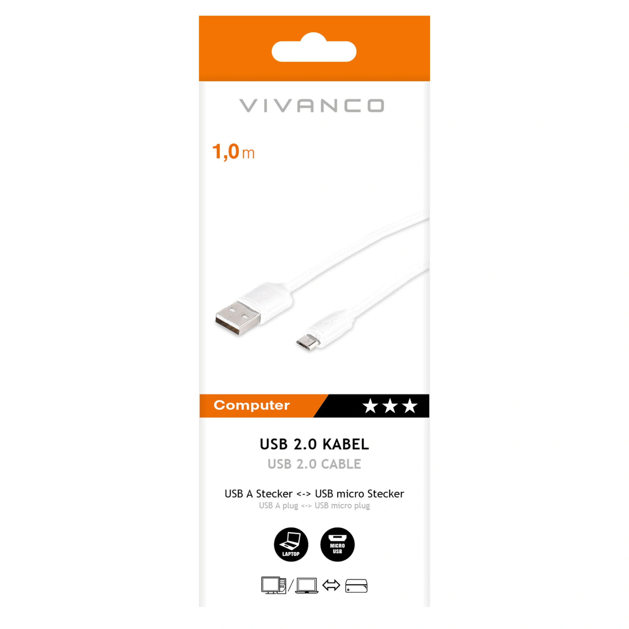Vivanco Micro-USB data- og ladekabel, 1 m