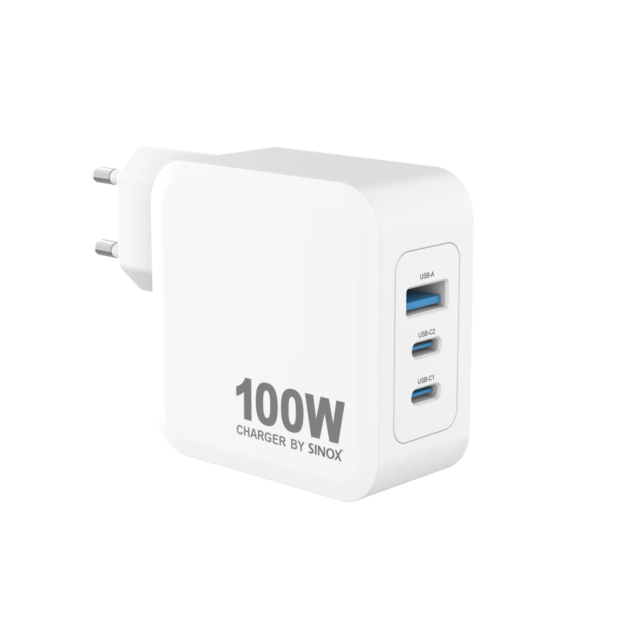 Sinox PRO vegglader 2xUSB-C 1xUSB-A PD 100W. Hvit