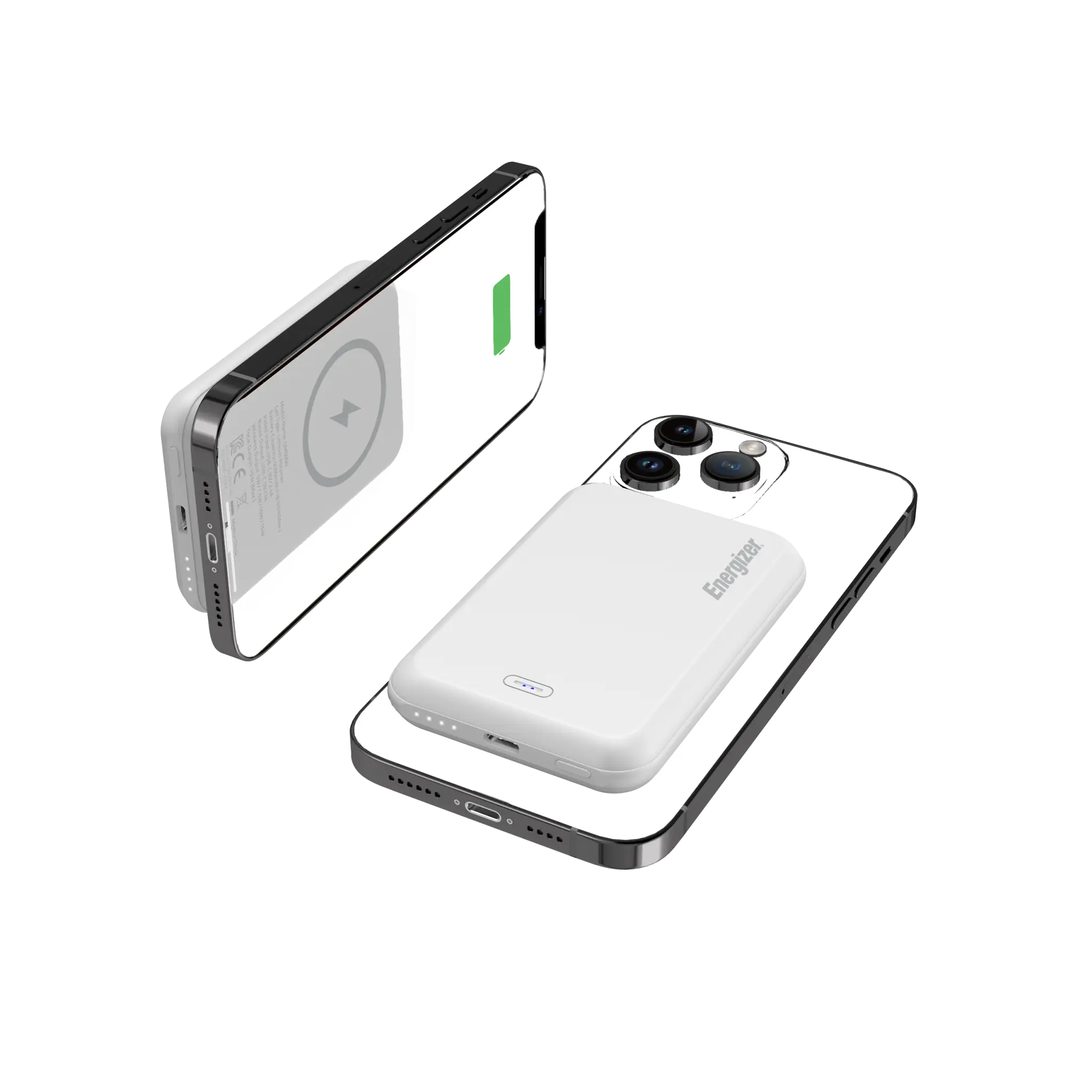 Energizer 15W magnetisk trådløs strømbank. Hvit