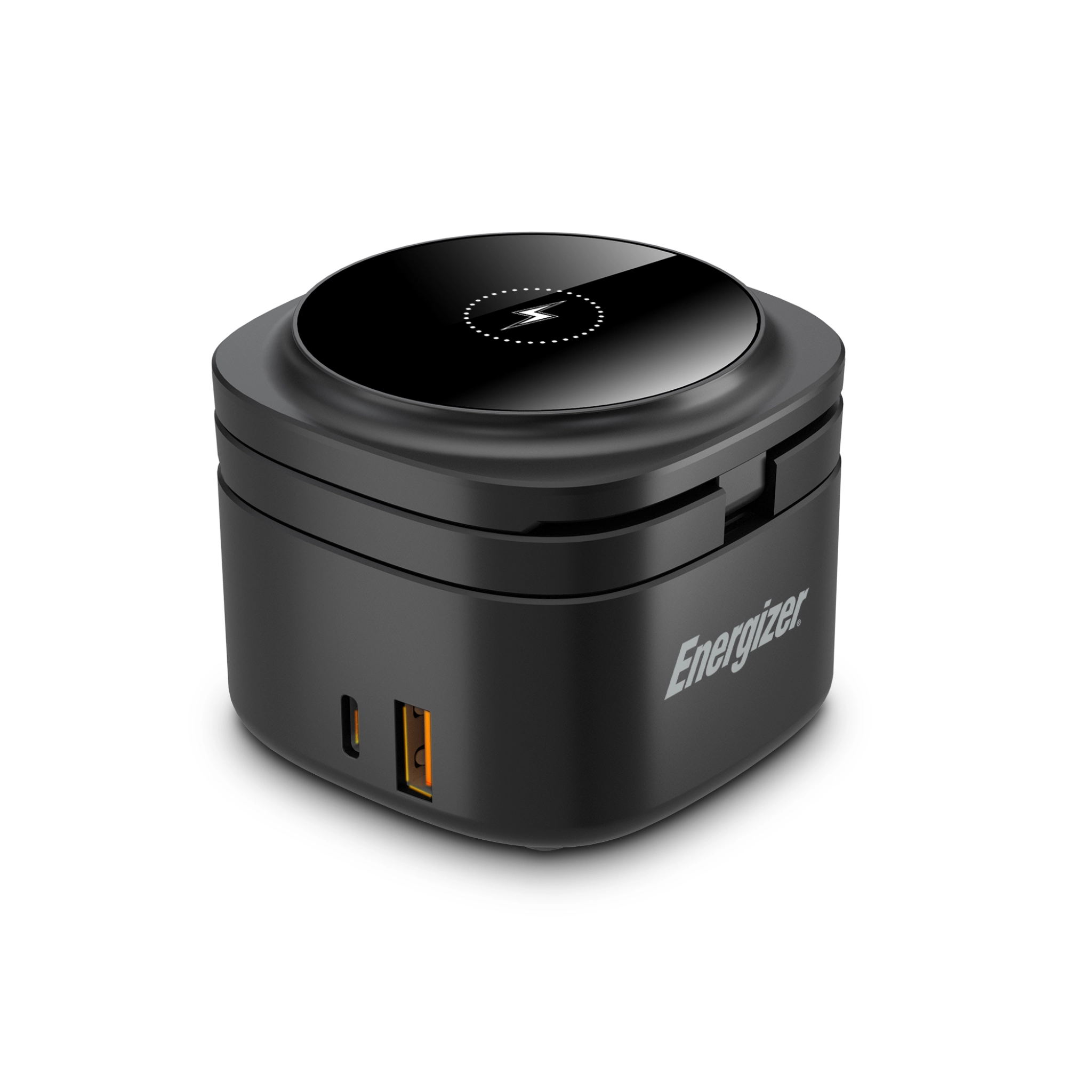 Energizer 3-i-1 trådløs ladestasjon med 65 W USB-C PD. Svart