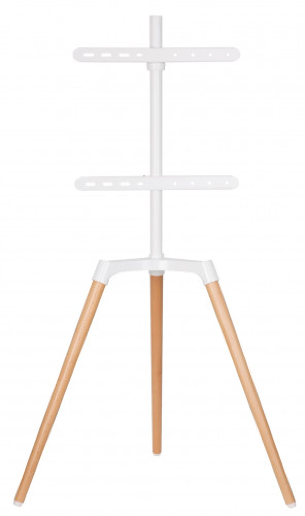 Tripod TV Floor Stand. 42"-65". White & Beech
