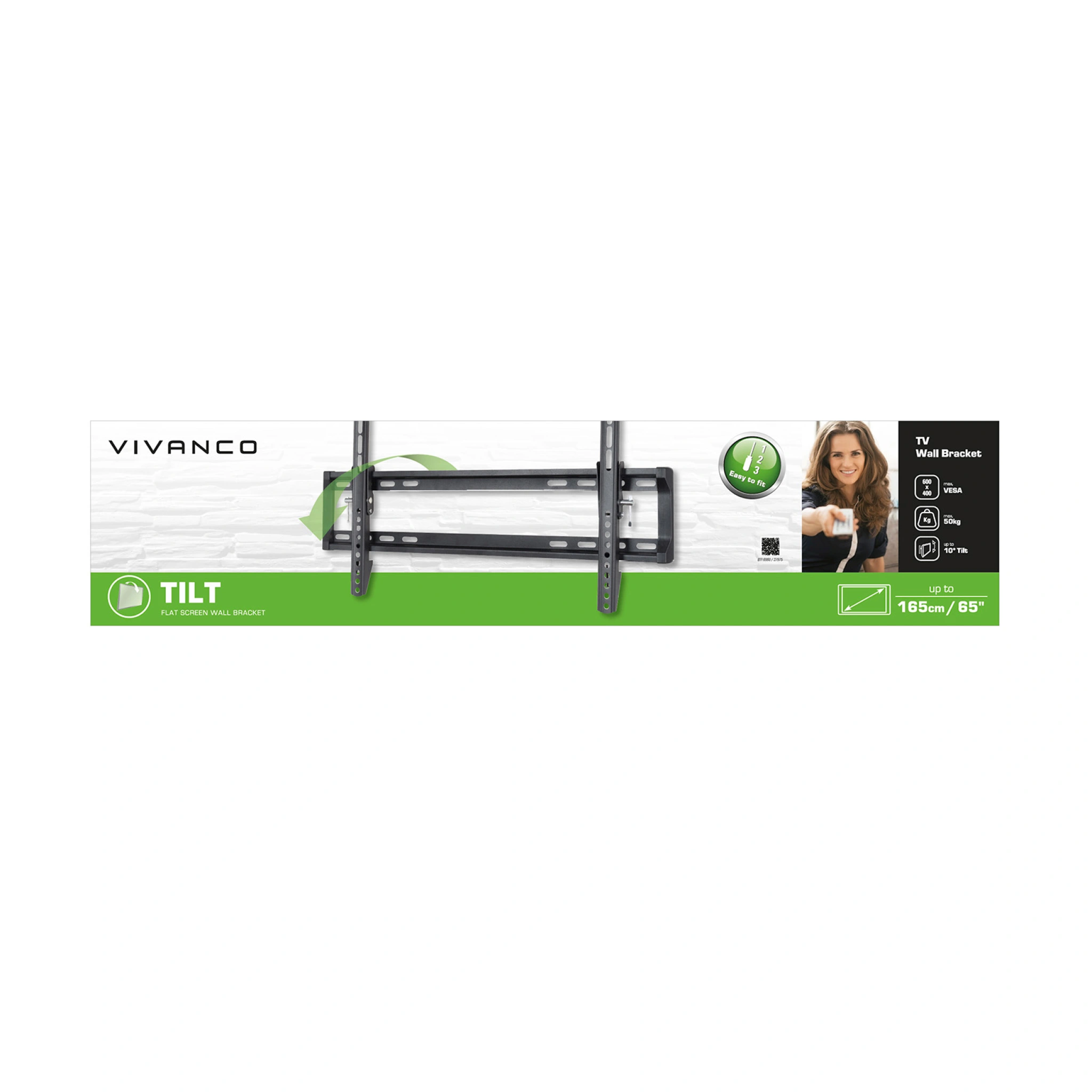 Vivanco TV-veggmontering, TILT, 65", 50 kg, VESA 600x400