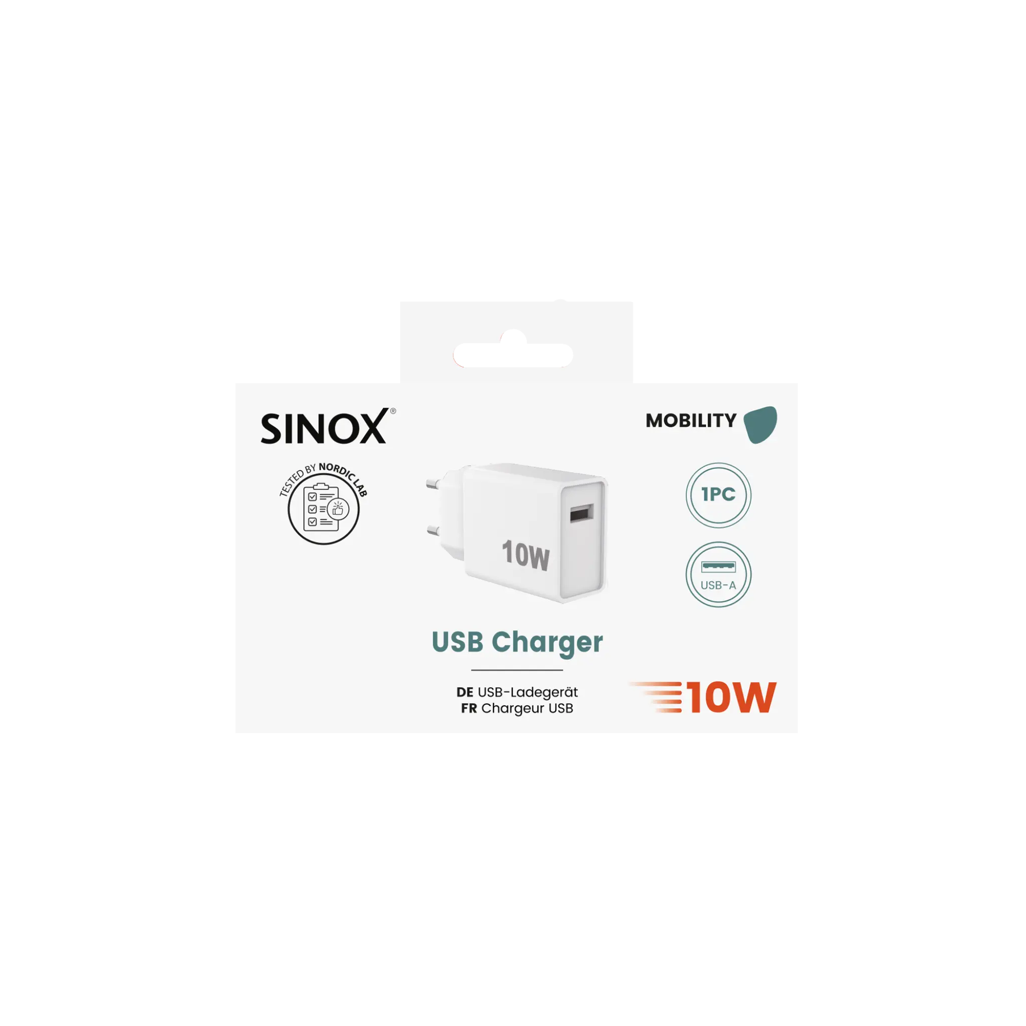 Sinox One 230V USB-A lader 5W. Hvit