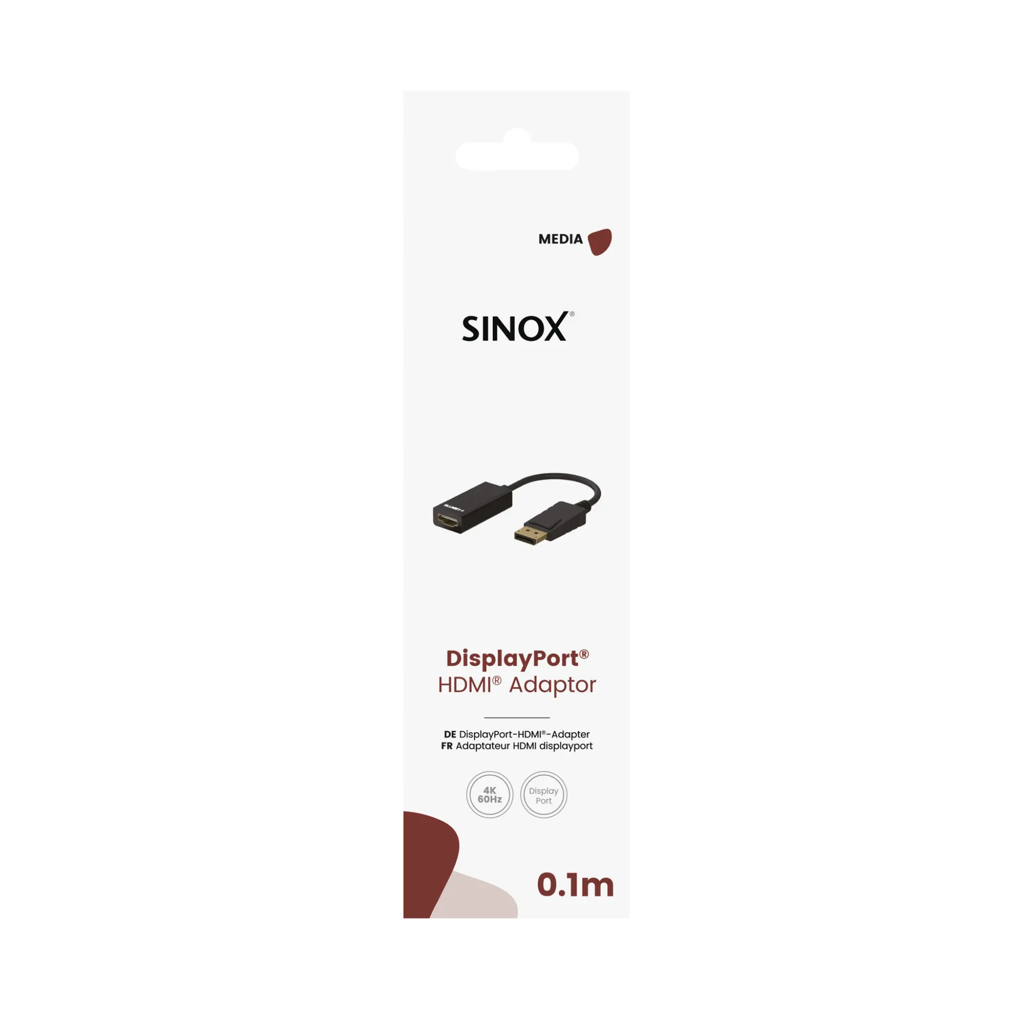 Sinox DisplayPort™-adapter. 0.1m. Svart