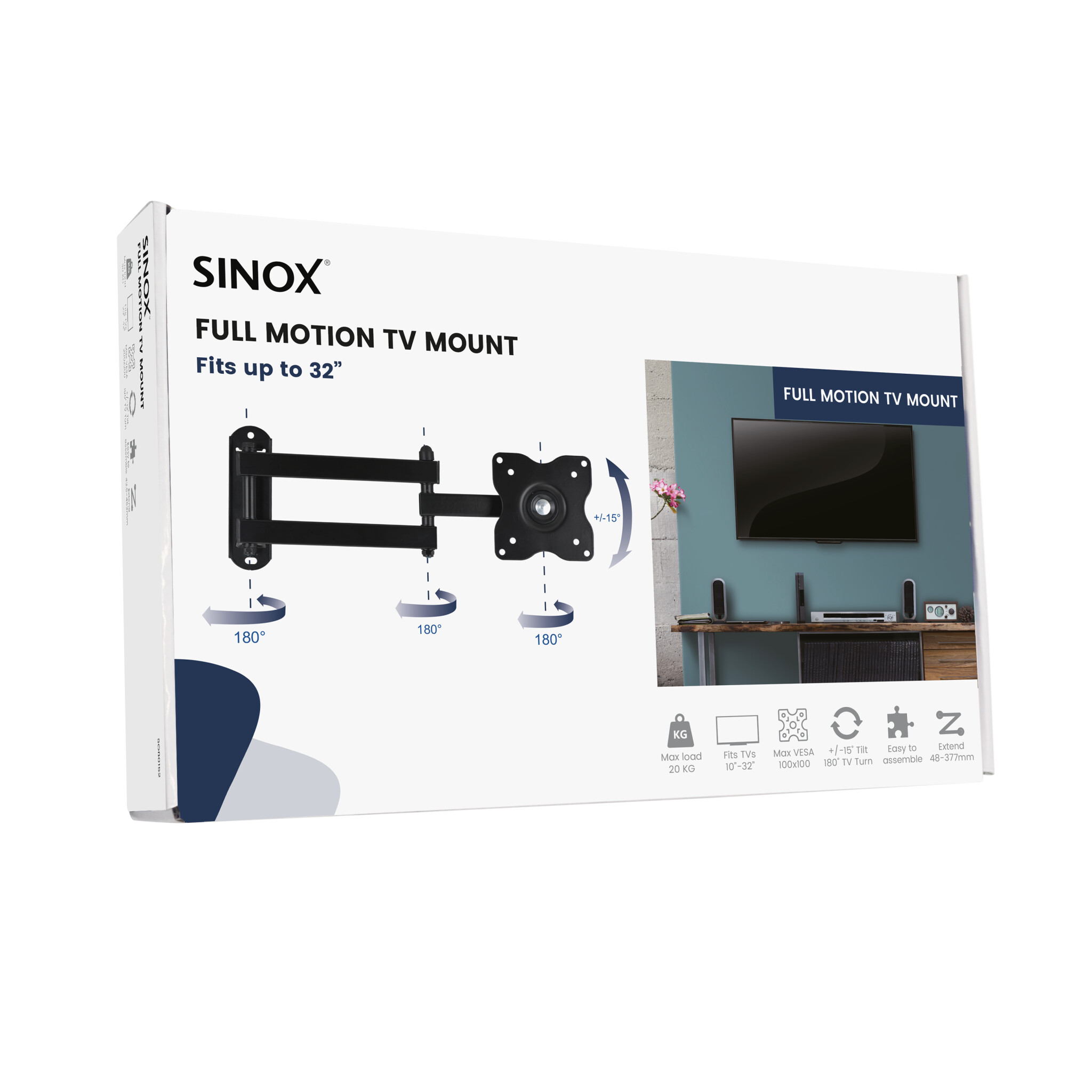 Sinox One TV Wall Mount. 10"-32". Black