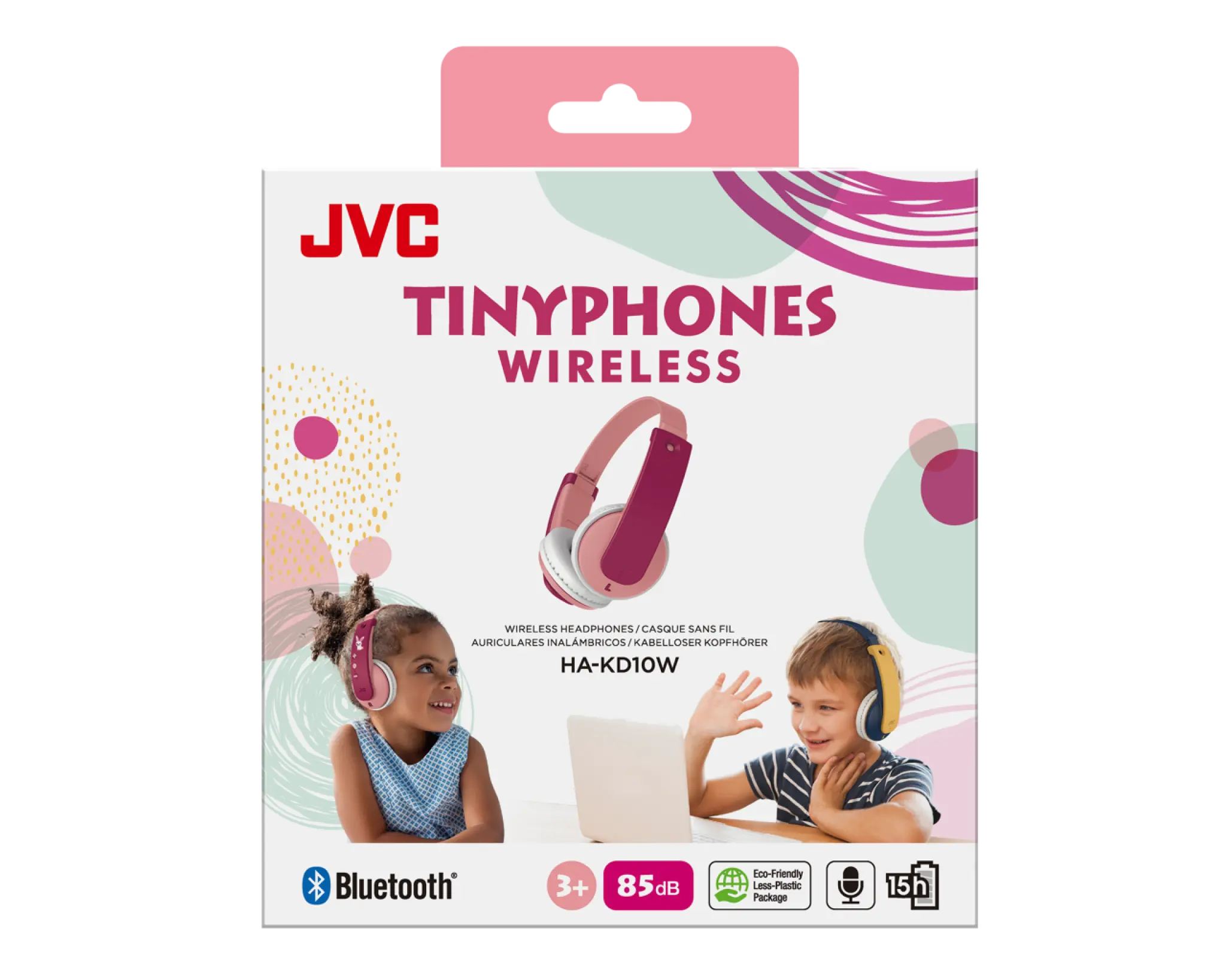 JVC Tinyphone wireless headphone for kids. Pink