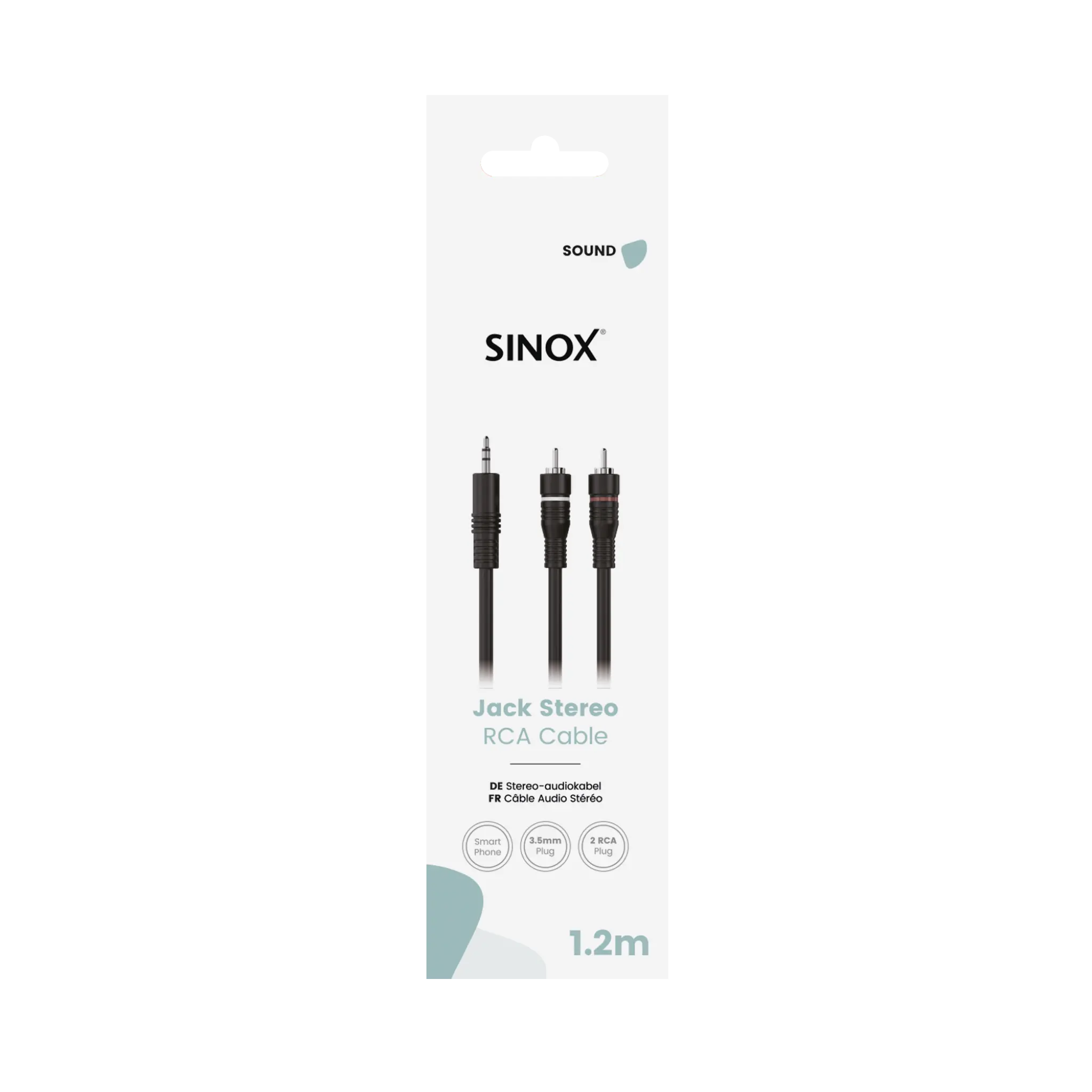 Sinox Mini-jack til Phono-kabel. 1.2m. Svart