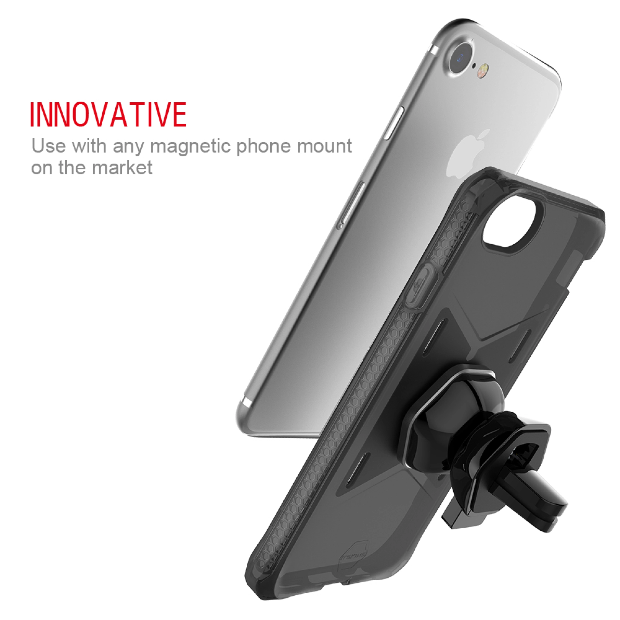 ITSKINS MAGNETA cover for iPhone 8 Plus / 7 Plus / 6s Plus / 6 Plus® + phone holder for the car. Black