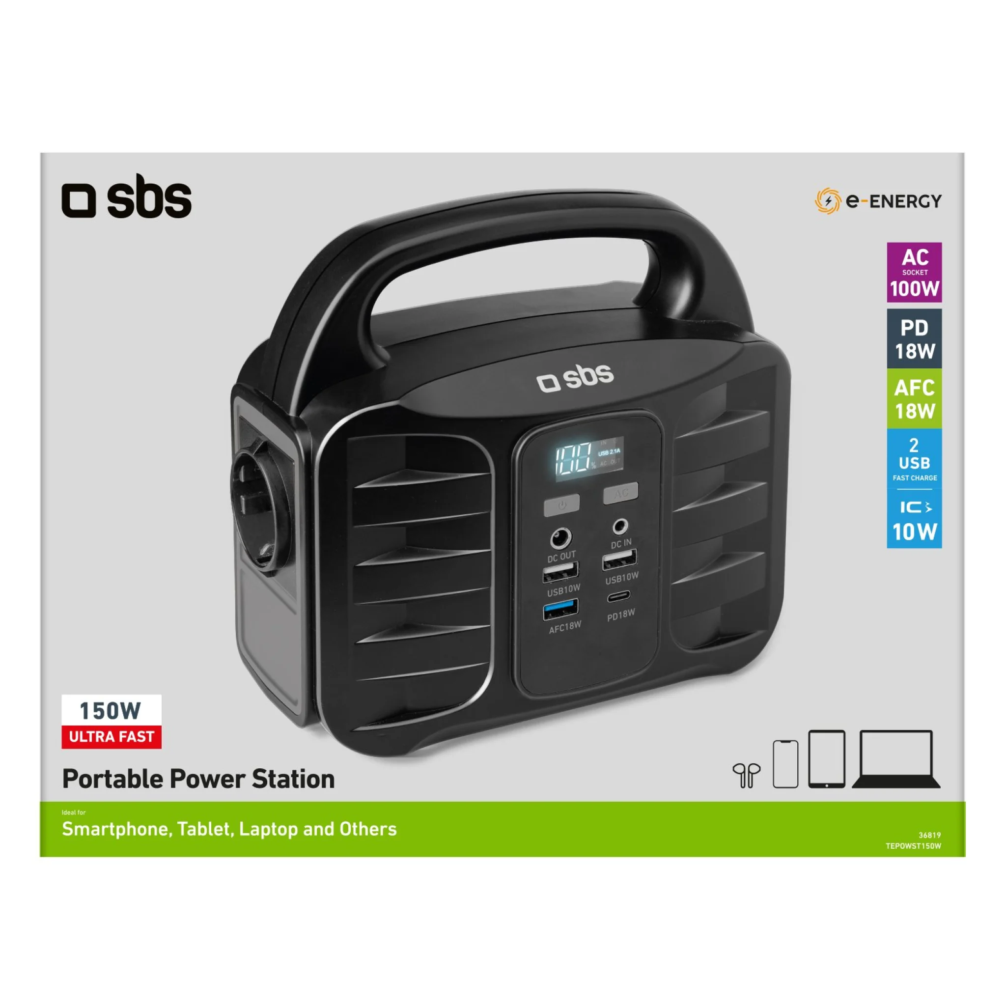 Sbs Portable 150W ladestasjon. Svart
