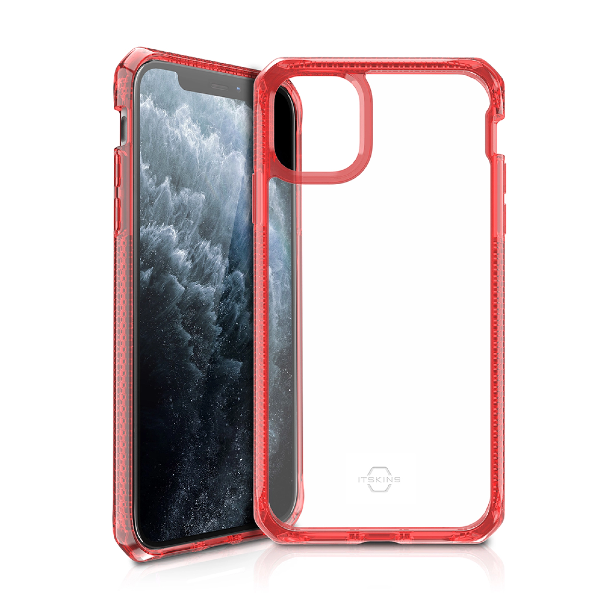 ITSKINS HYBRID CLEAR cover for iPhone 11 Pro Max / XS Max®. Red and transparent
