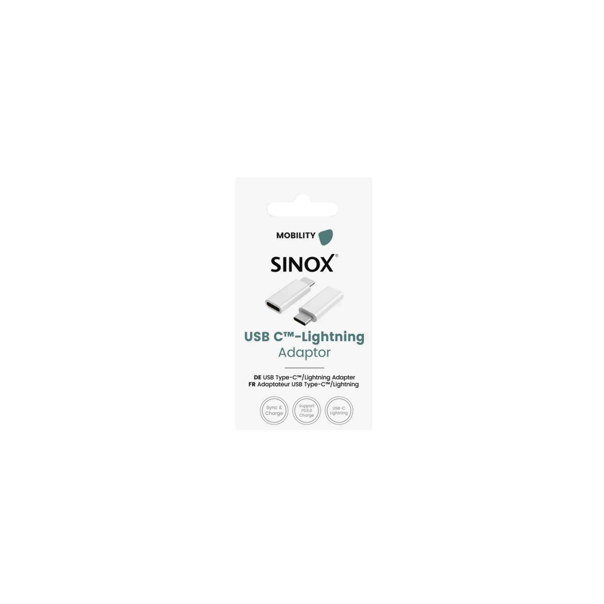 Sinox Adapter Lightning - USB C. Hvit