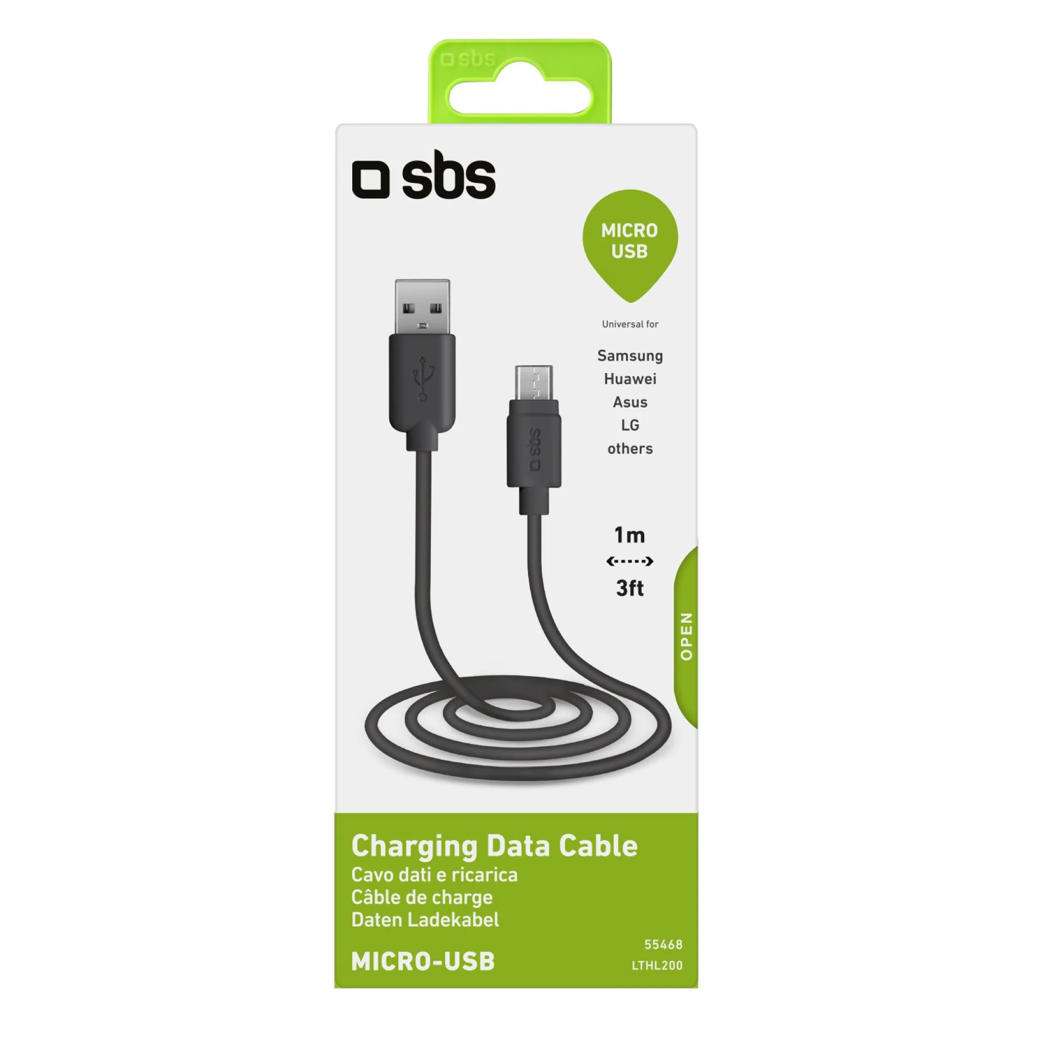 SBS Data Cable USB 2.0 - Micro USB. 1m. Black