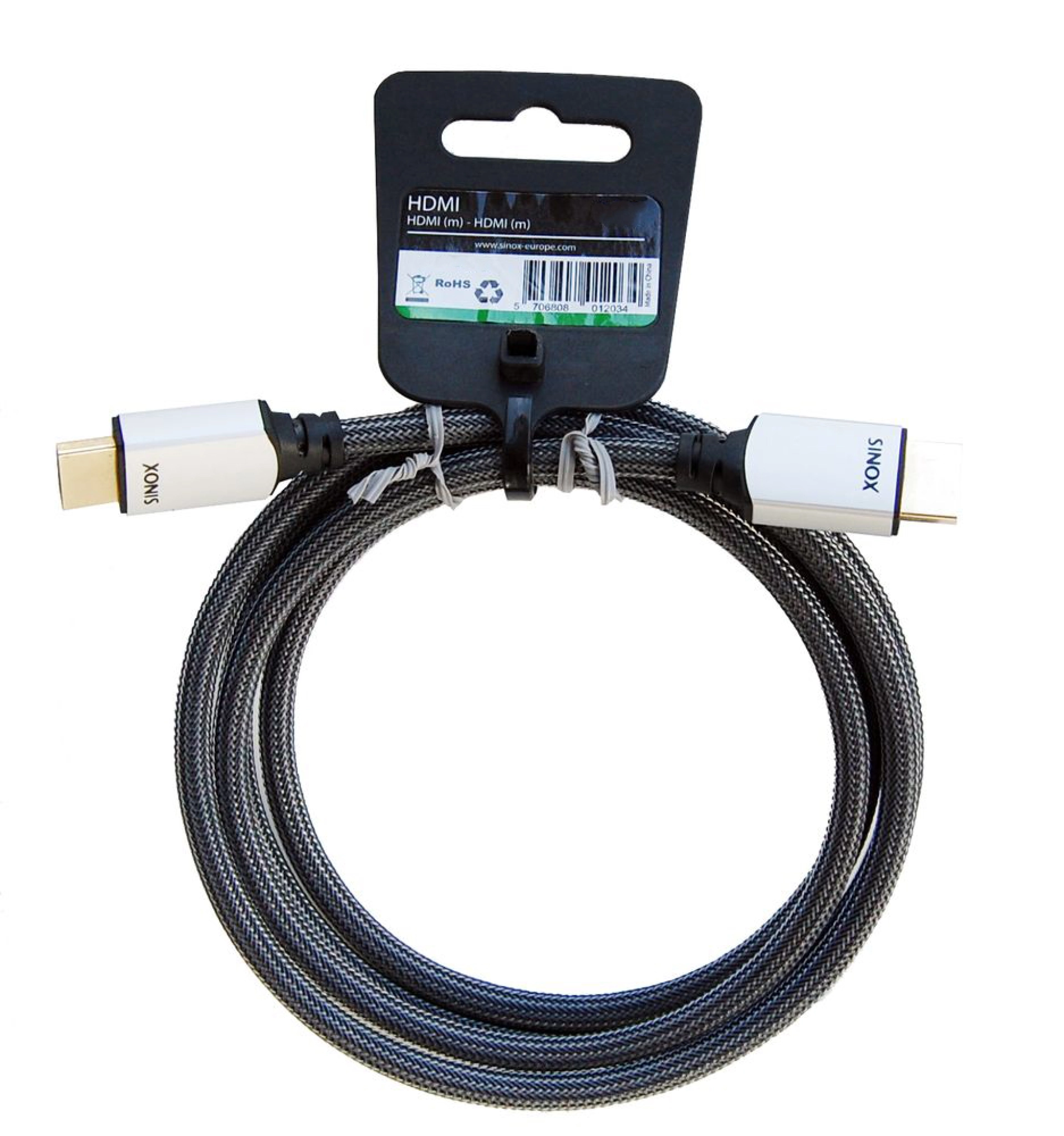 Sinox 4K HDMI™-kabel. 0.75m. Svart/sølv